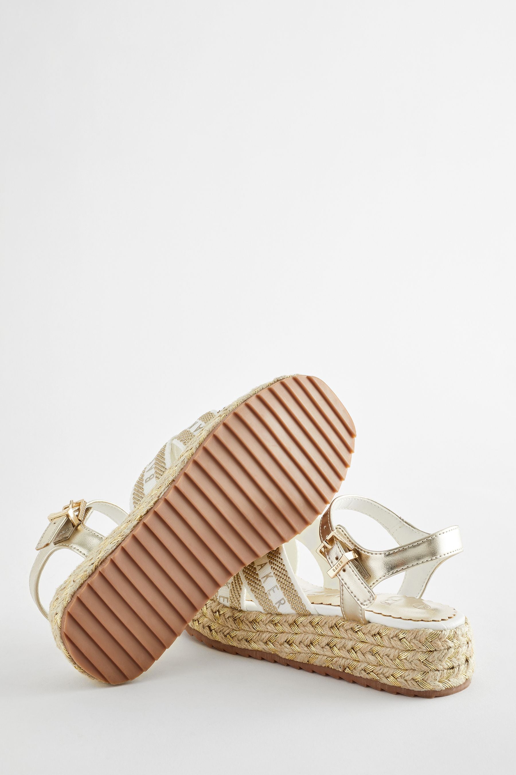 Gold Baker by Ted Baker Girls Woven and Metallic Wedge Sandals