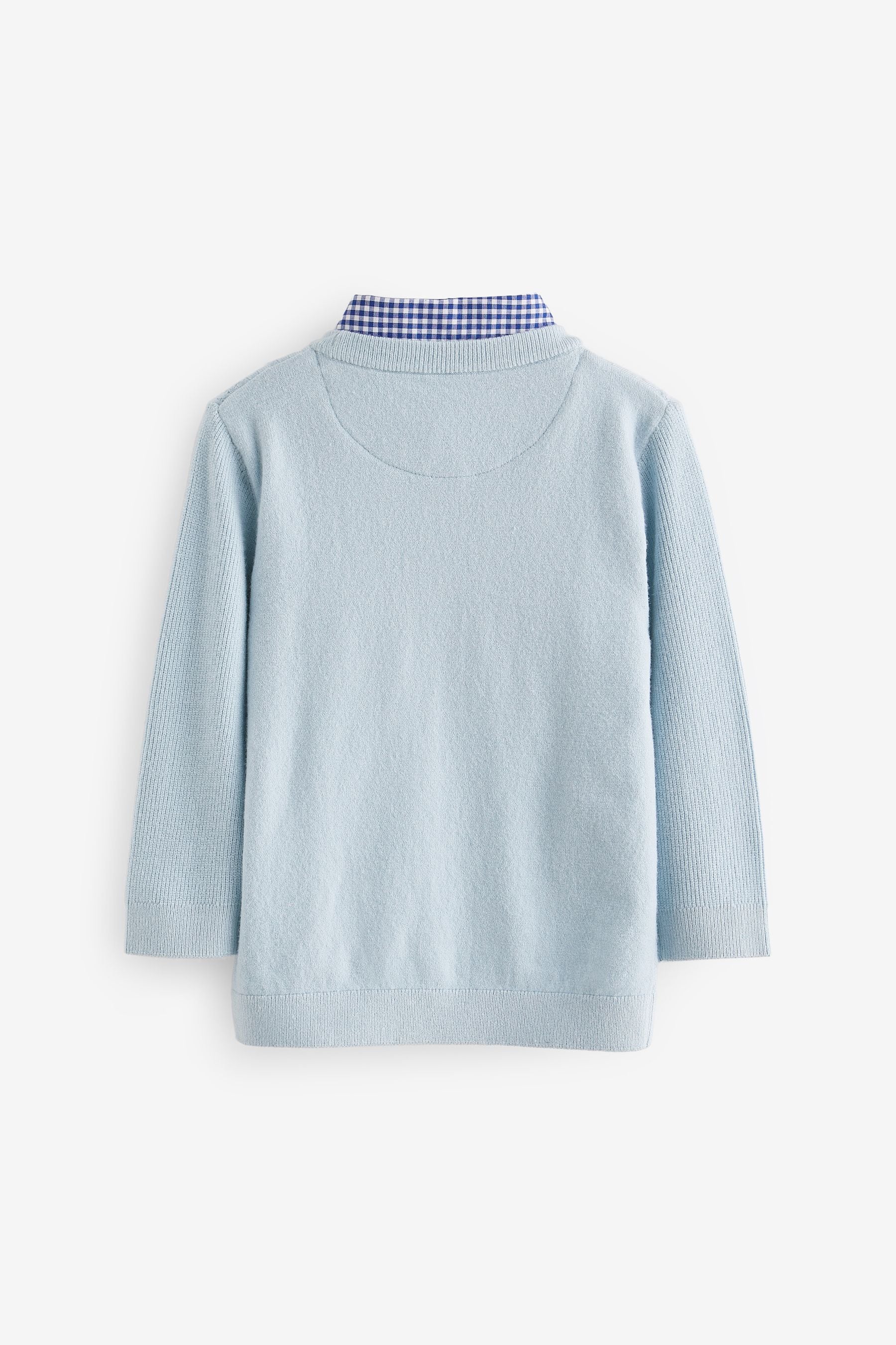 Blue Plain Mockshirt Jumper (3mths-7yrs)