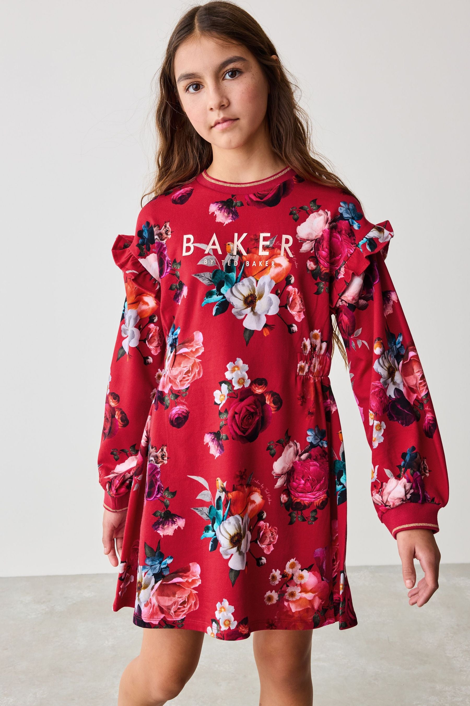 Baker by Ted Baker Pink Floral Sweat 100% Cotton Dress