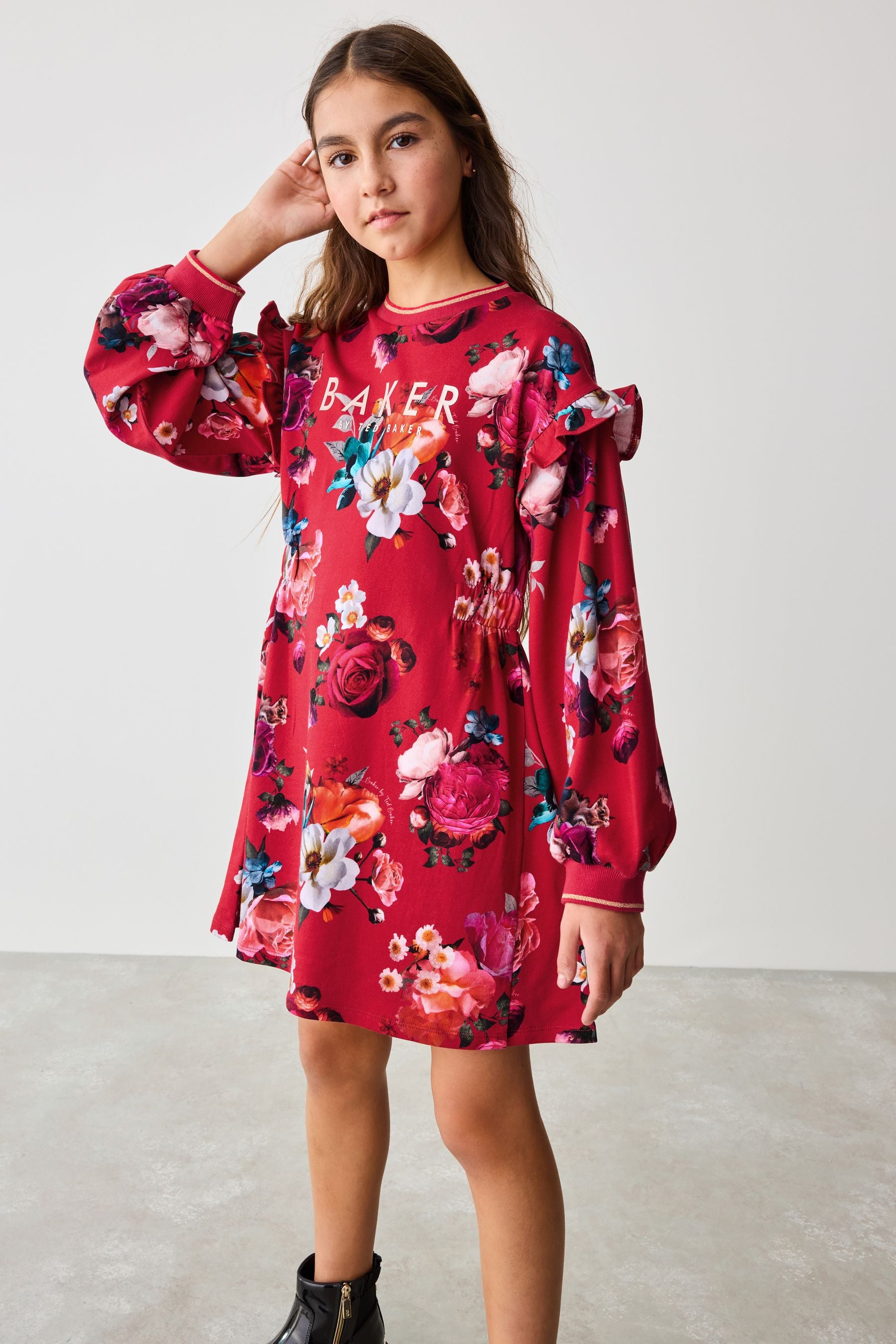 Baker by Ted Baker Pink Floral Sweat 100% Cotton Dress