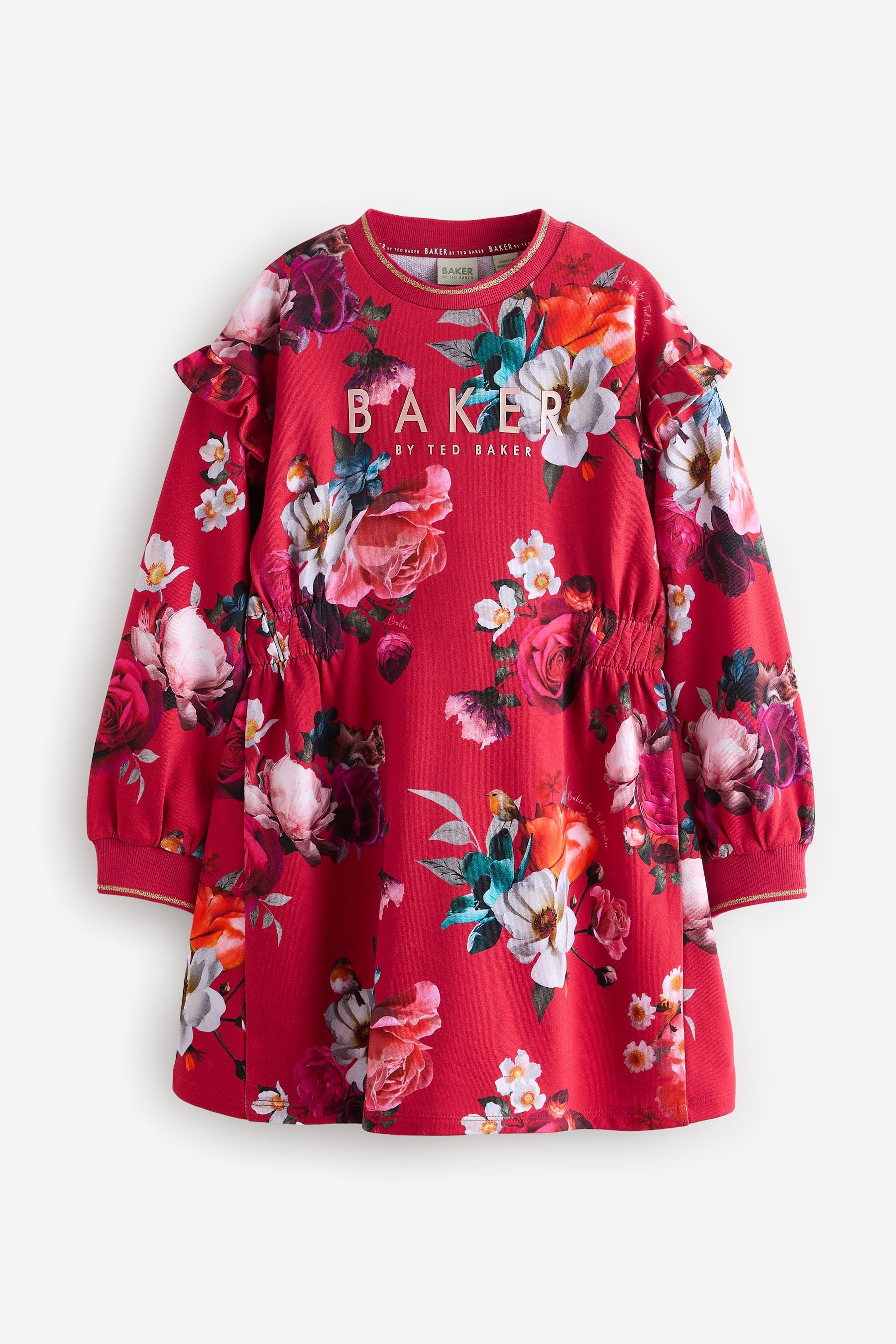 Baker by Ted Baker Pink Floral Sweat 100% Cotton Dress