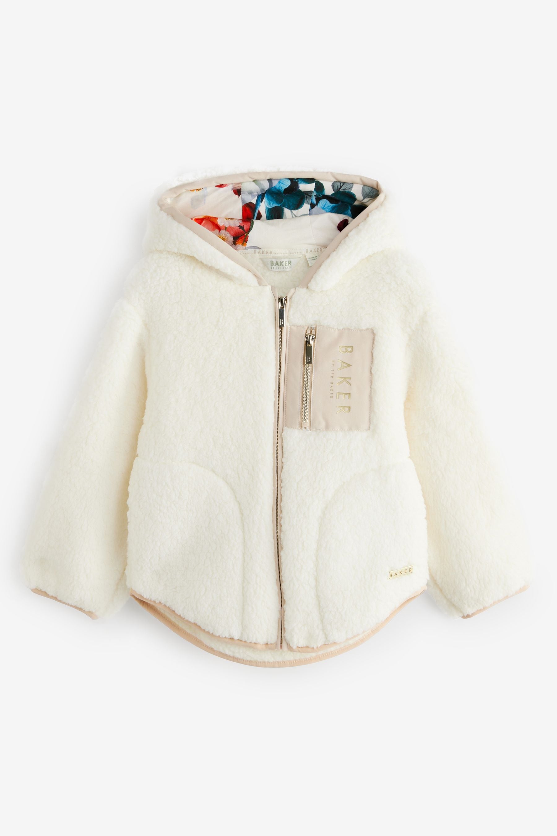 Baker by Ted Baker Cream Zip Through Hooded Fleece Jacket