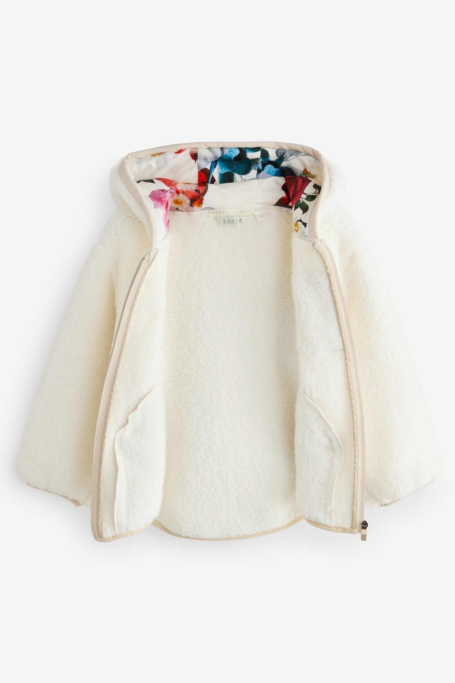 Baker by Ted Baker Cream Zip Through Hooded Fleece Jacket