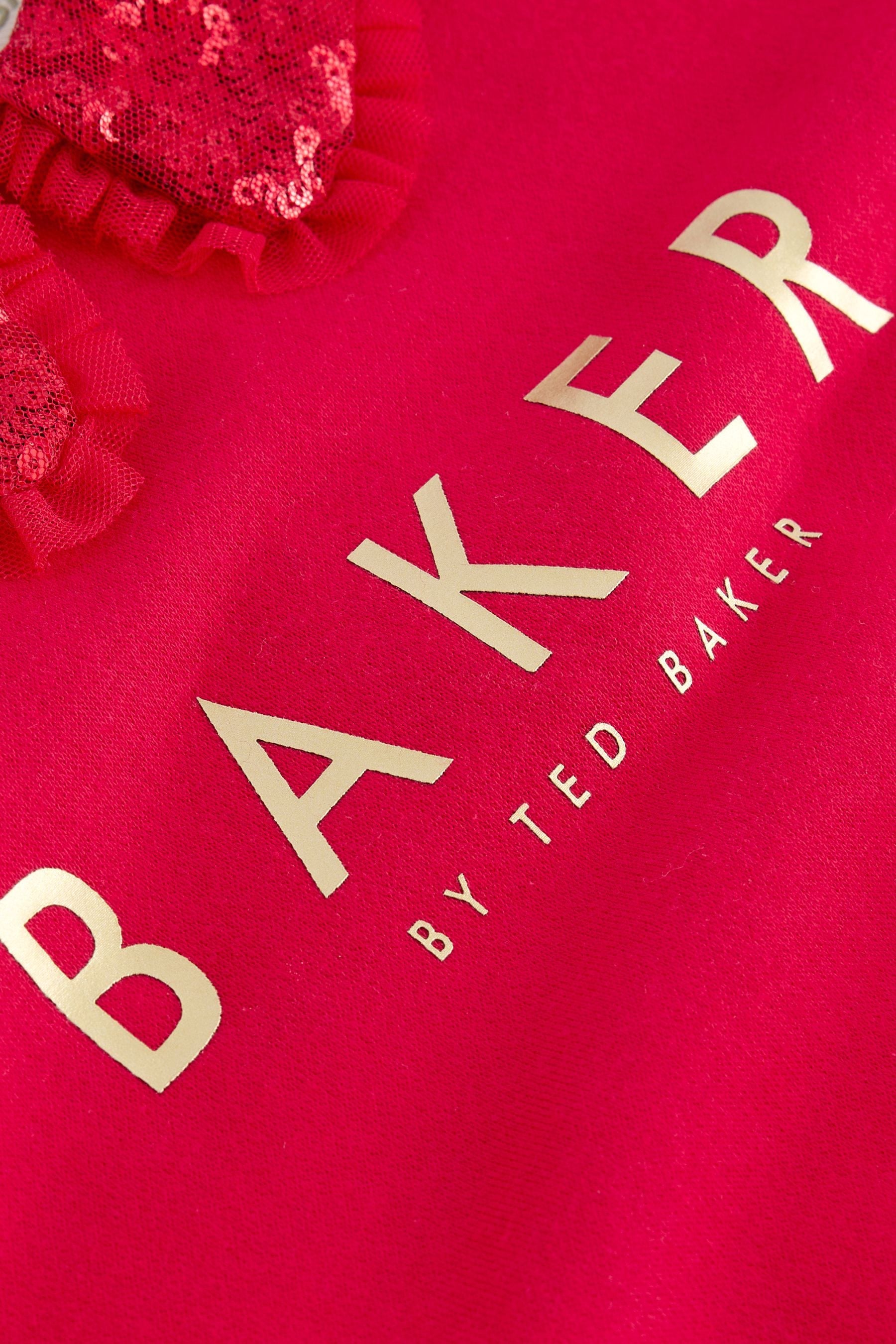 Baker by Ted Baker Red Sequin Collar Longline Sweat and Floral Leggings Set