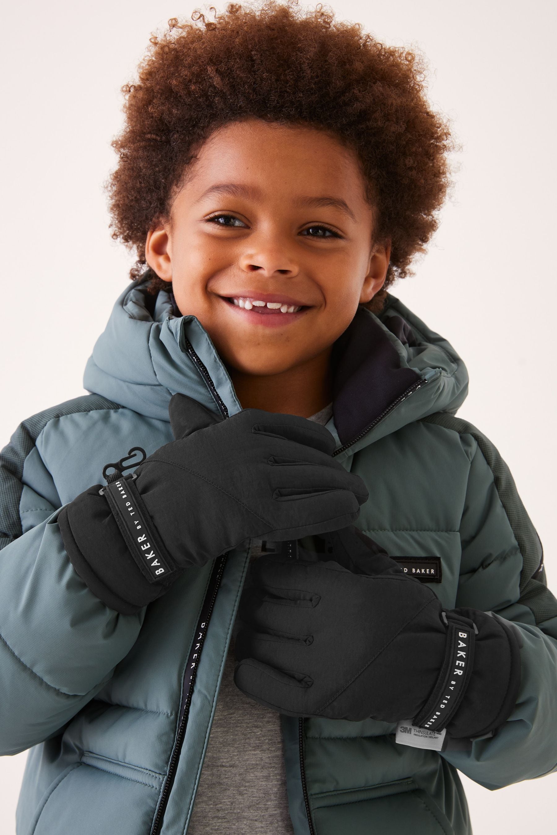 Black Baker by Ted Baker Boys Black Insulated Ski Gloves