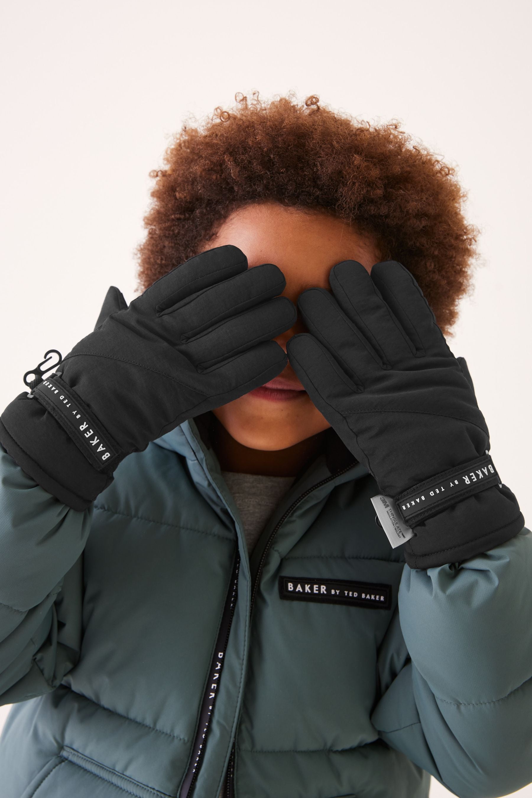 Black Baker by Ted Baker Boys Black Insulated Ski Gloves