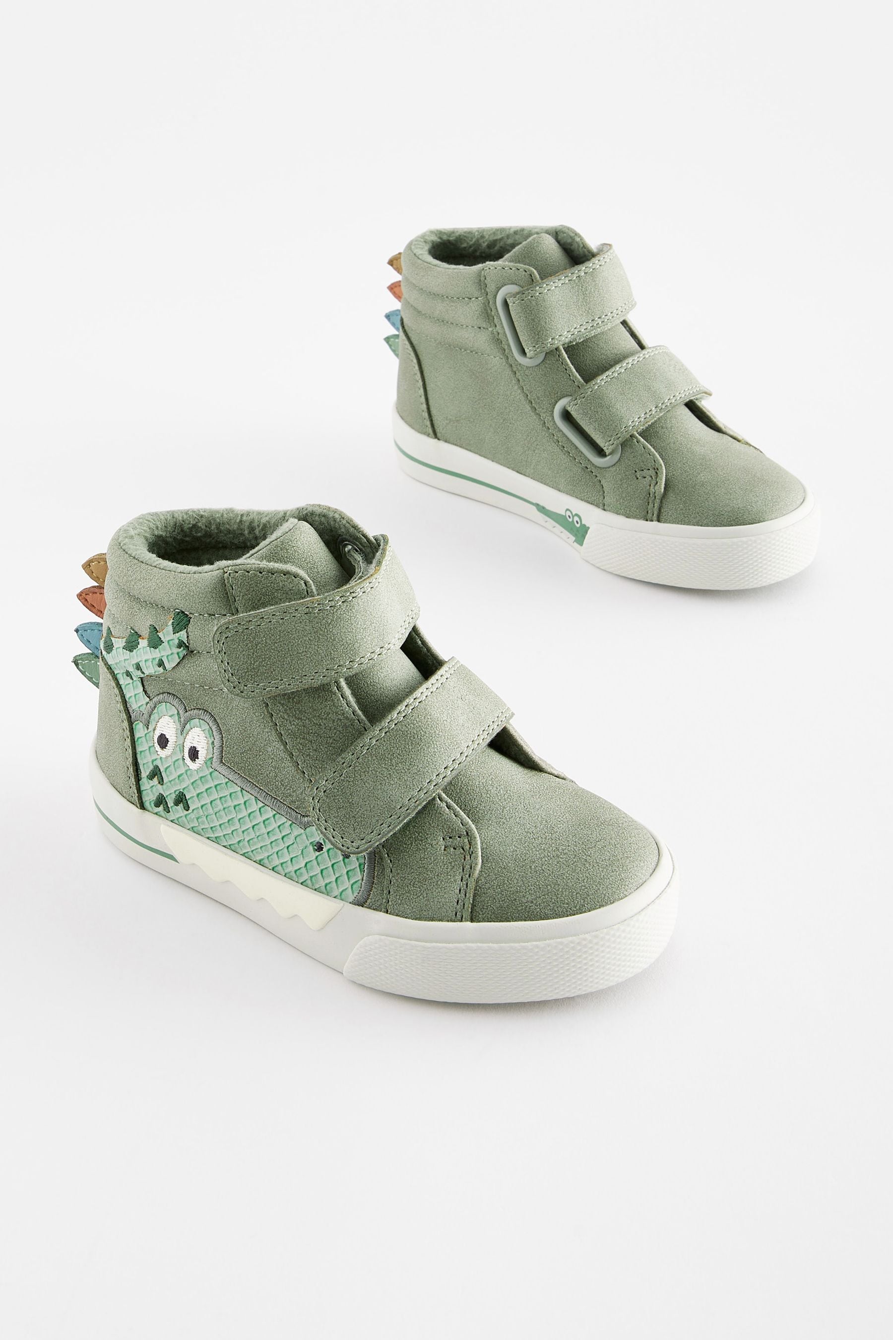 Green Croc Standard Fit (F) Warm Lined High Top Touch Fastening Trainers