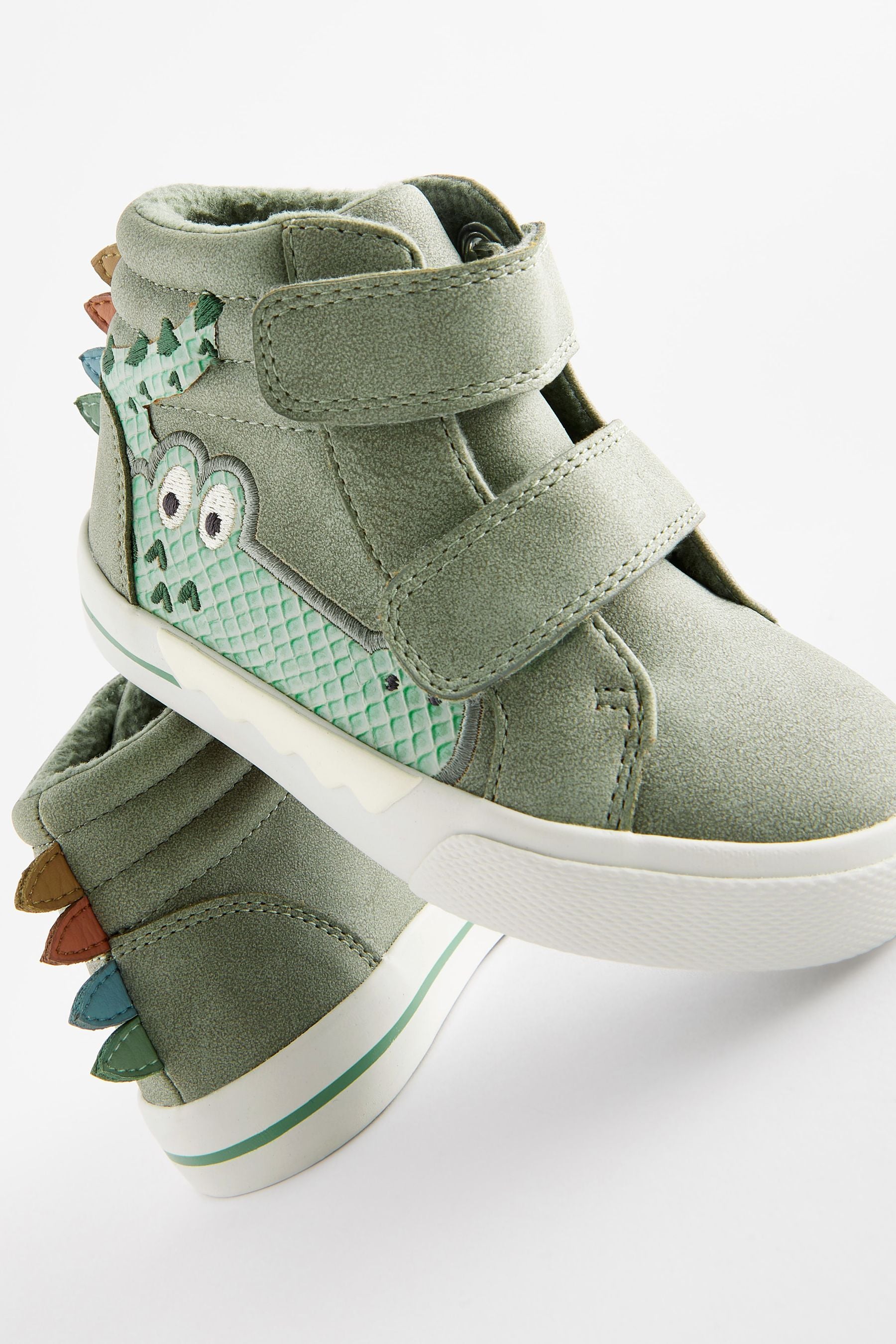 Green Croc Standard Fit (F) Warm Lined High Top Touch Fastening Trainers