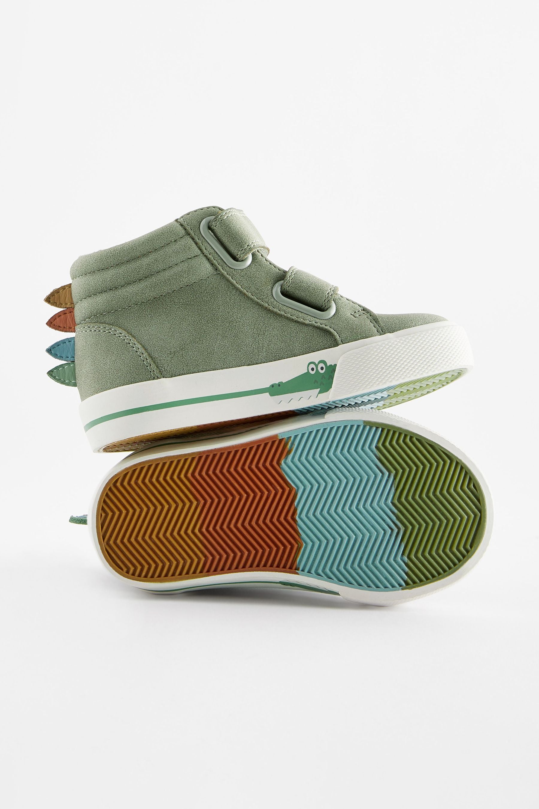 Green Croc Standard Fit (F) Warm Lined High Top Touch Fastening Trainers