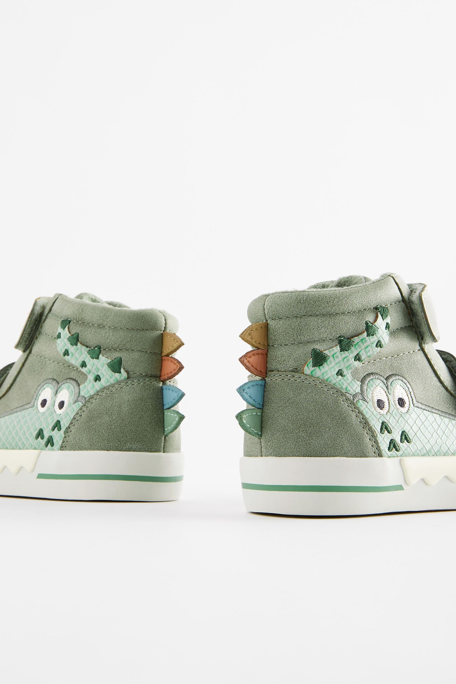 Green Croc Standard Fit (F) Warm Lined High Top Touch Fastening Trainers