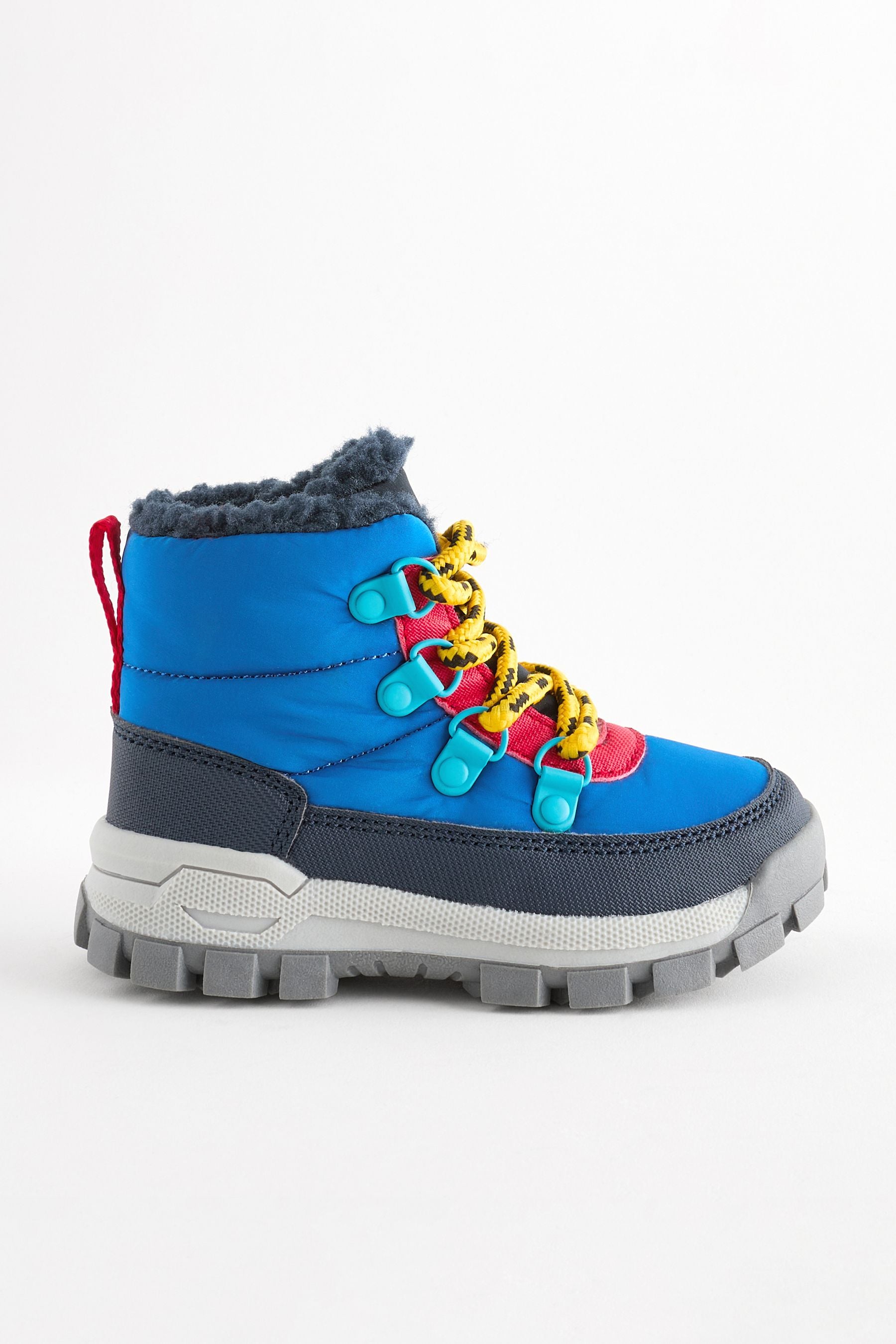 Blue Quilted Lace-Up Hiker Boots