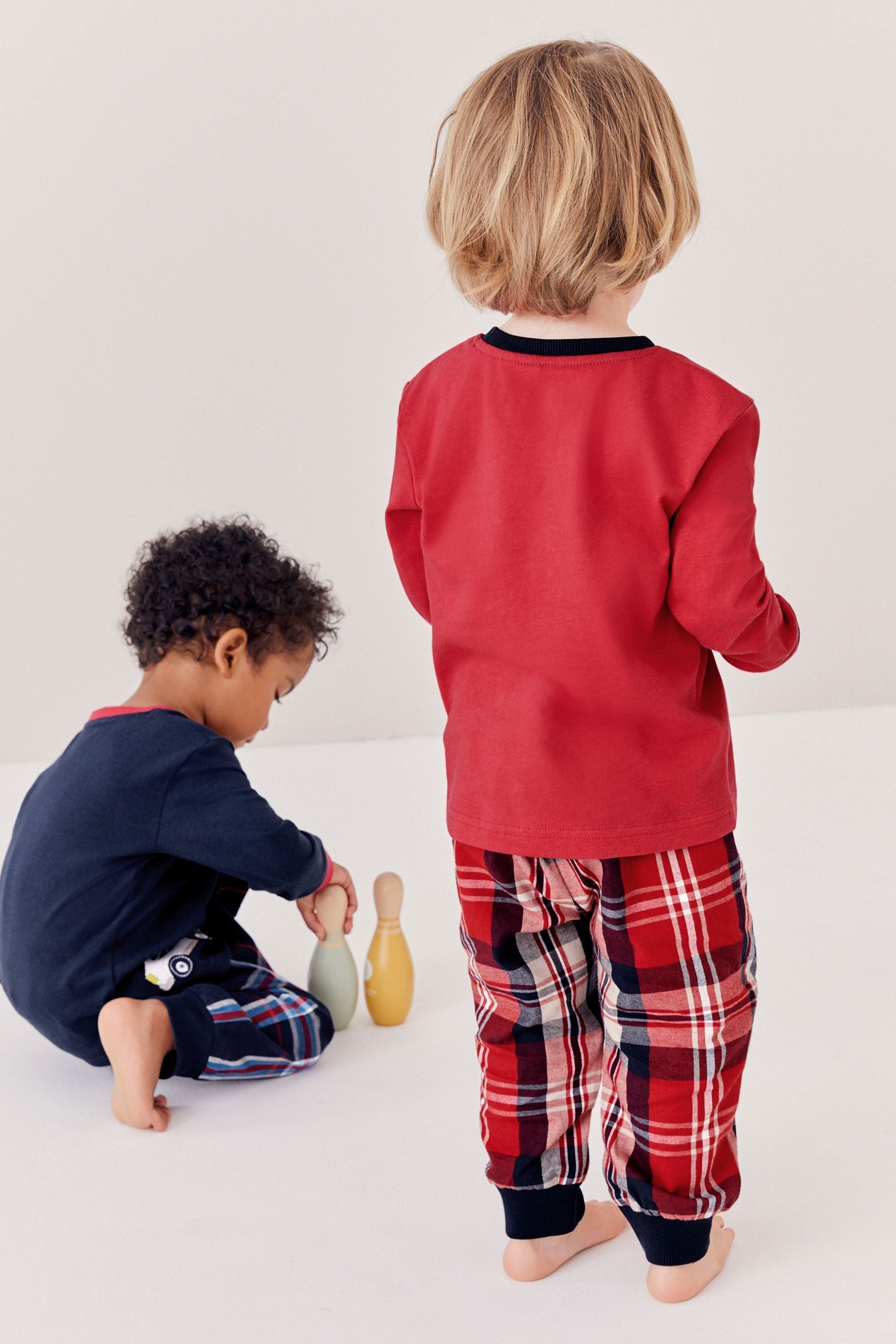 Navy Blue/Red Emergency Transport Check Pyjamas 2 Pack (9mths-8yrs)