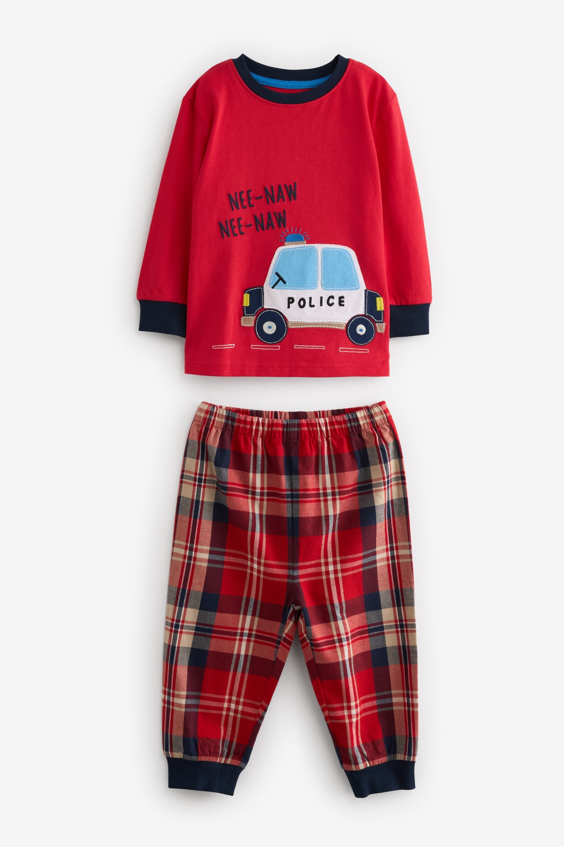 Navy Blue/Red Emergency Transport Check Pyjamas 2 Pack (9mths-8yrs)