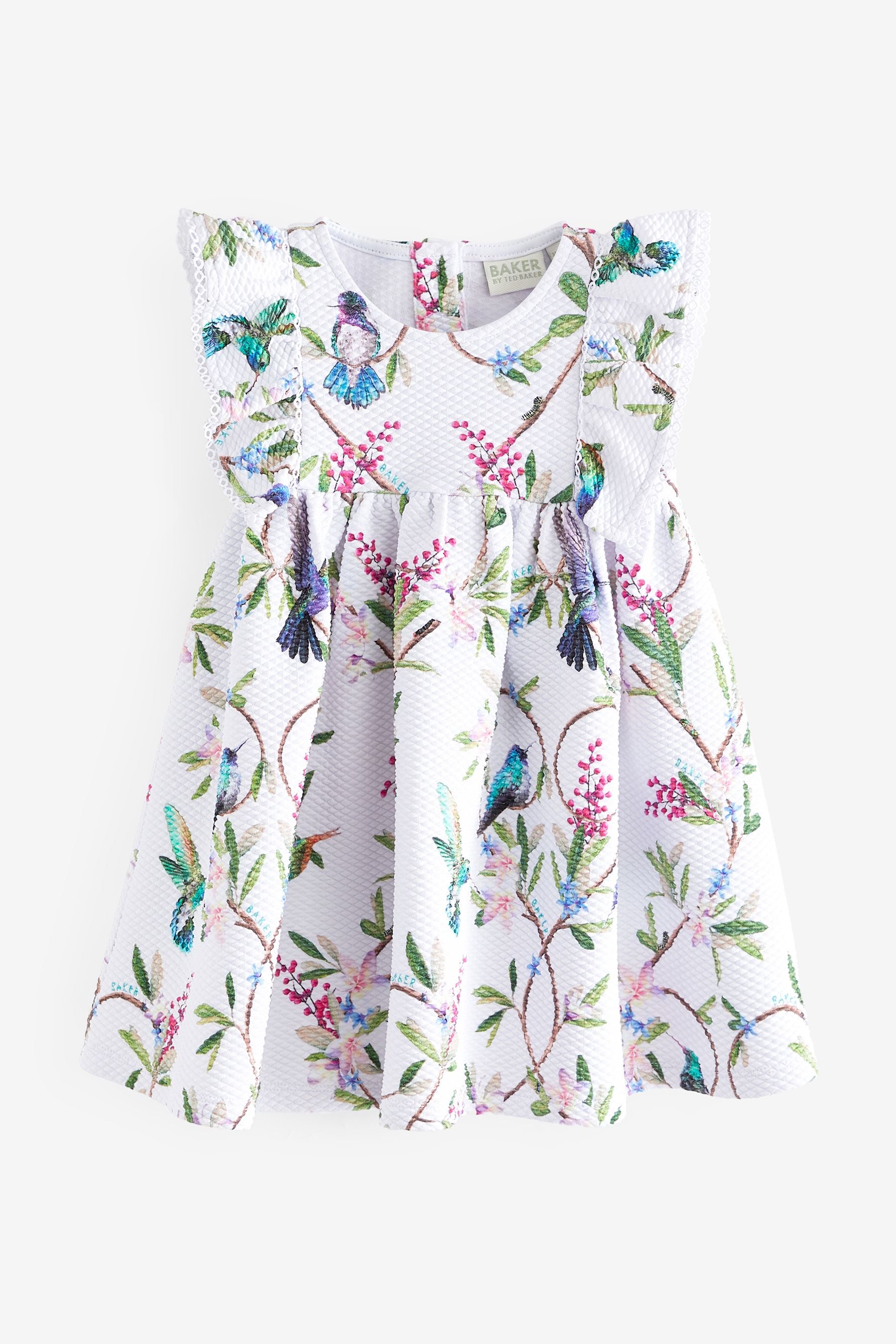 Baker by Ted Baker Floral Textured Jersey White Dress