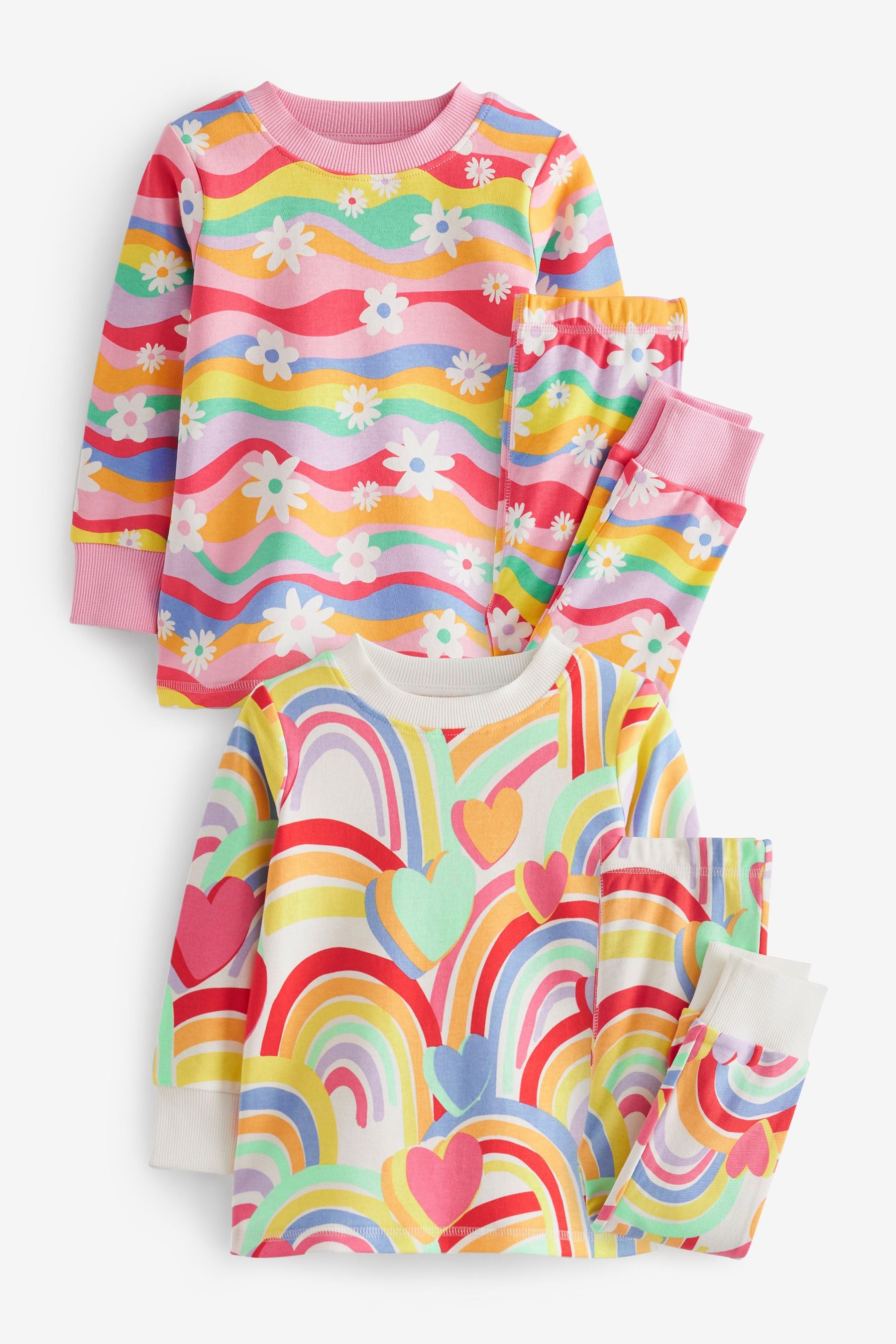 Rainbow 2 Pack Printed Long Sleeve Pyjamas (9mths-8yrs)