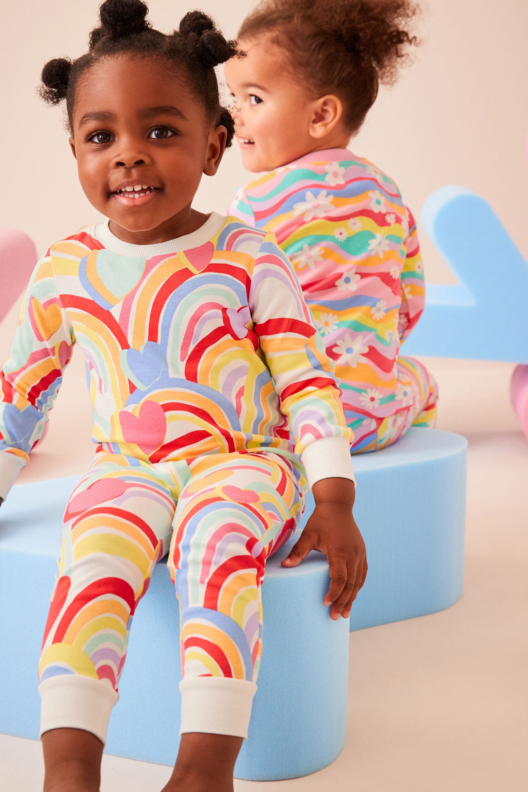 Rainbow 2 Pack Printed Long Sleeve Pyjamas (9mths-8yrs)