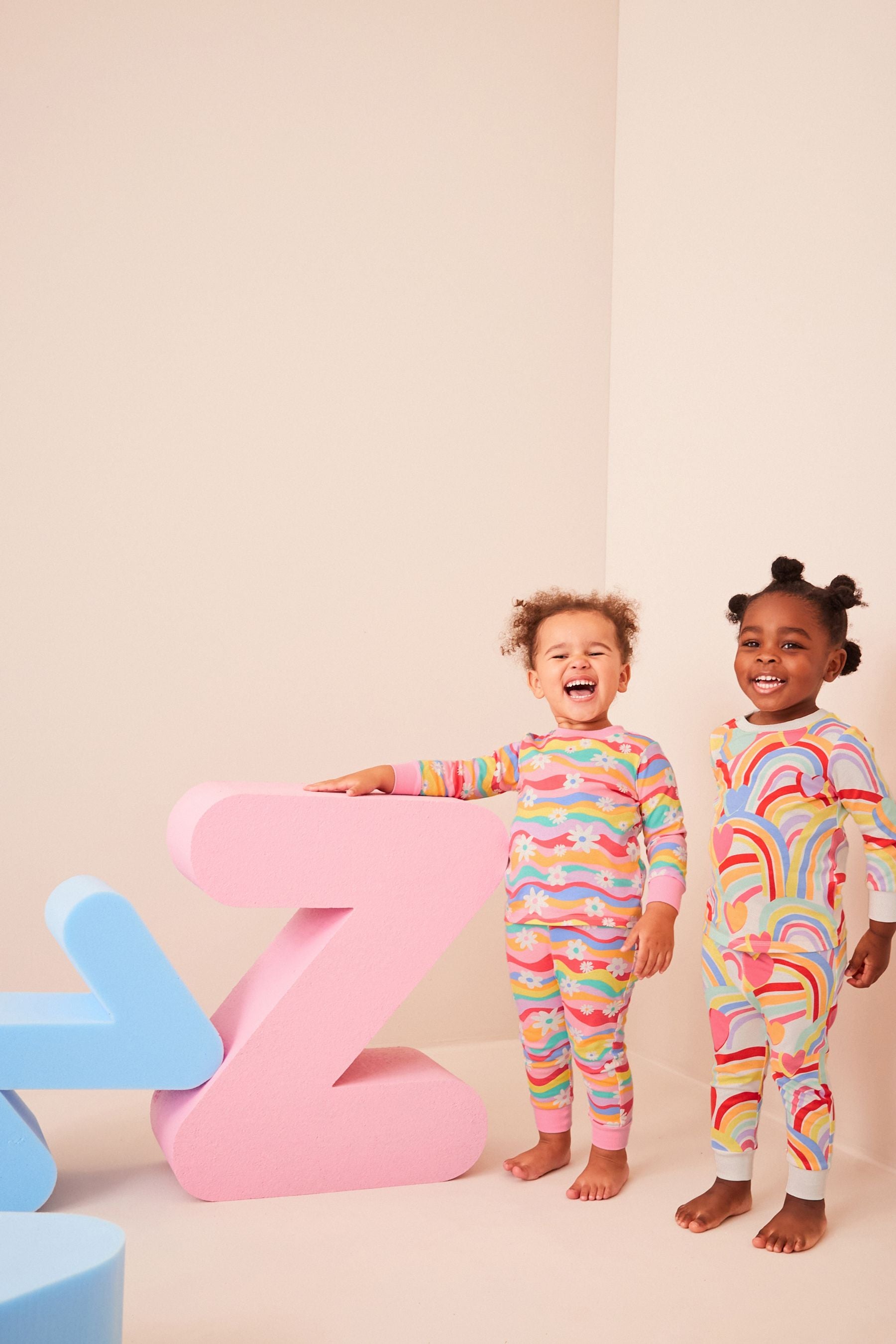 Rainbow 2 Pack Printed Long Sleeve Pyjamas (9mths-8yrs)