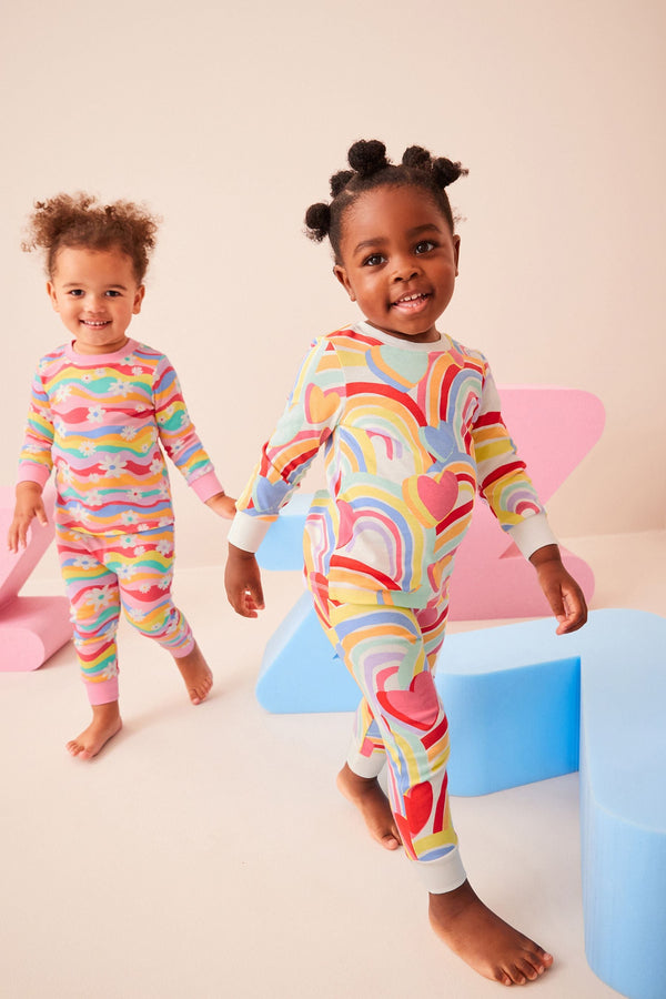 Rainbow 2 Pack Printed Long Sleeve Pyjamas (9mths-8yrs)