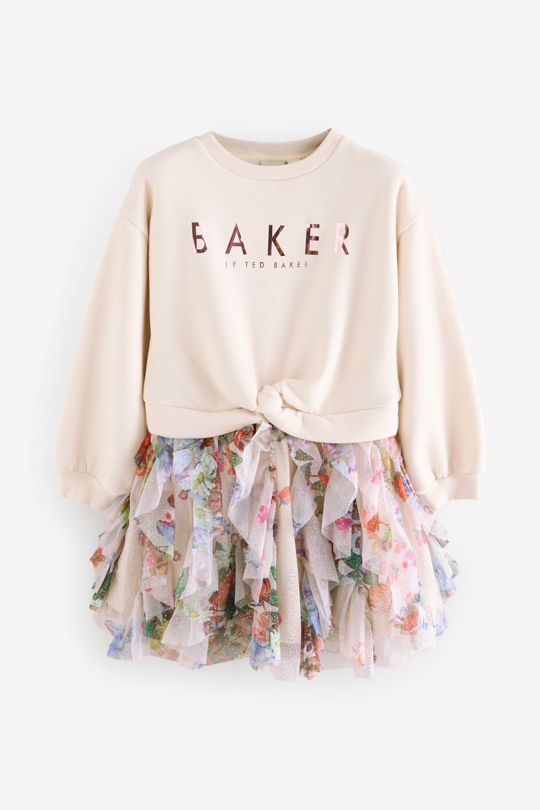 Baker by Ted Baker Stone Ruffle Printed Sweat Dress