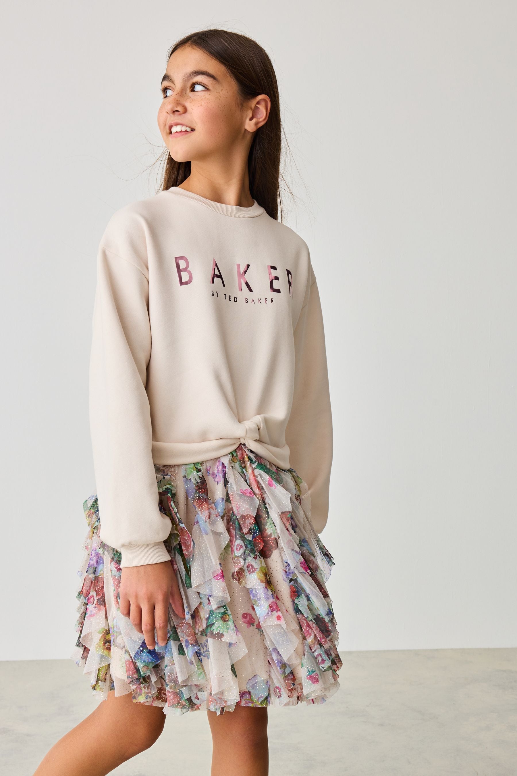 Stone Baker by Ted Baker Stone Ruffle Printed Sweat Dress