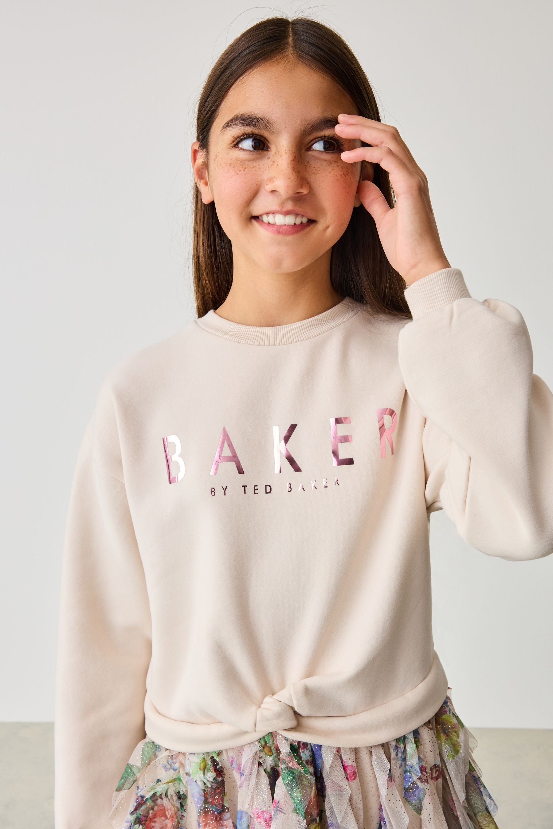 Stone Baker by Ted Baker Stone Ruffle Printed Sweat Dress