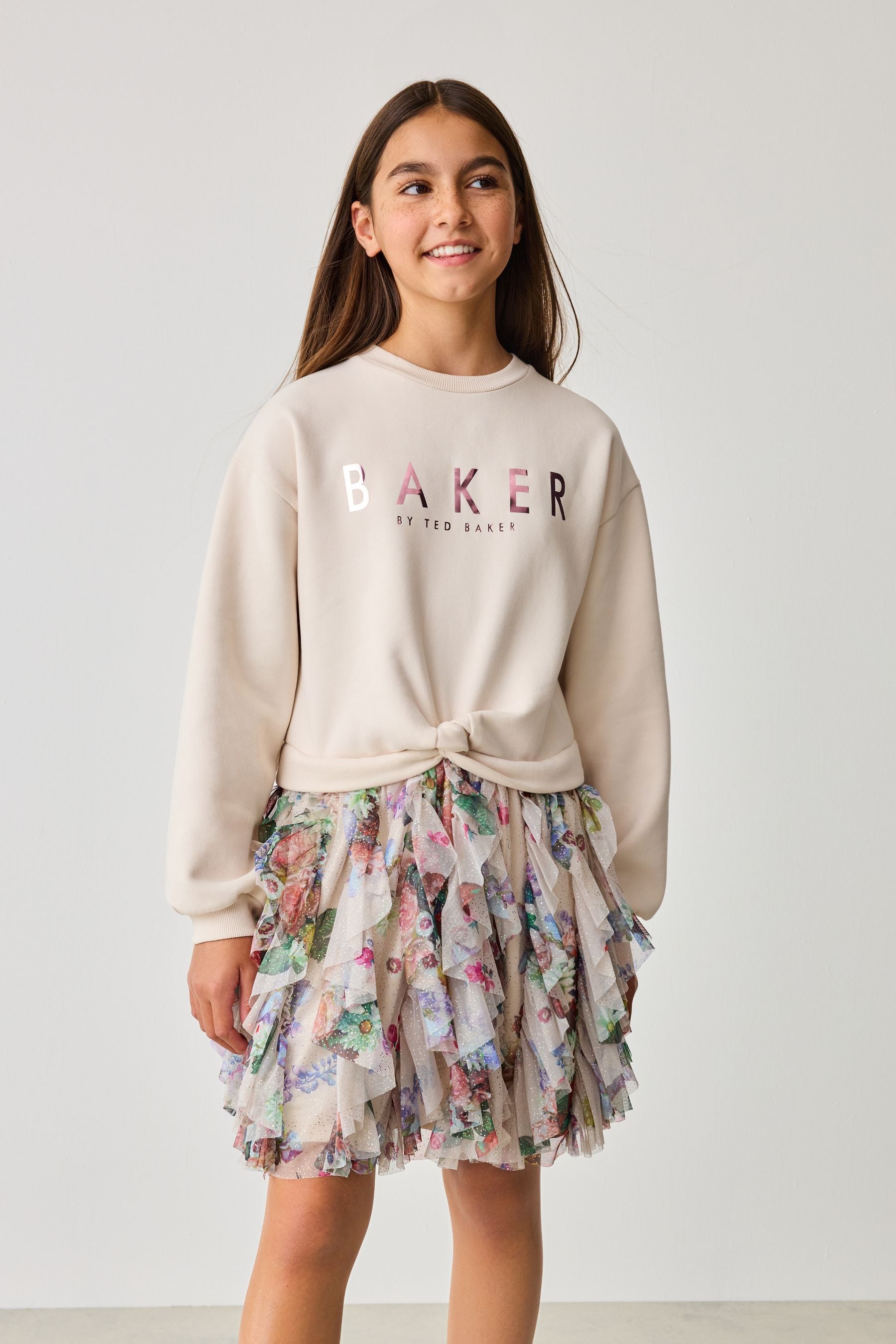 Stone Baker by Ted Baker Stone Ruffle Printed Sweat Dress