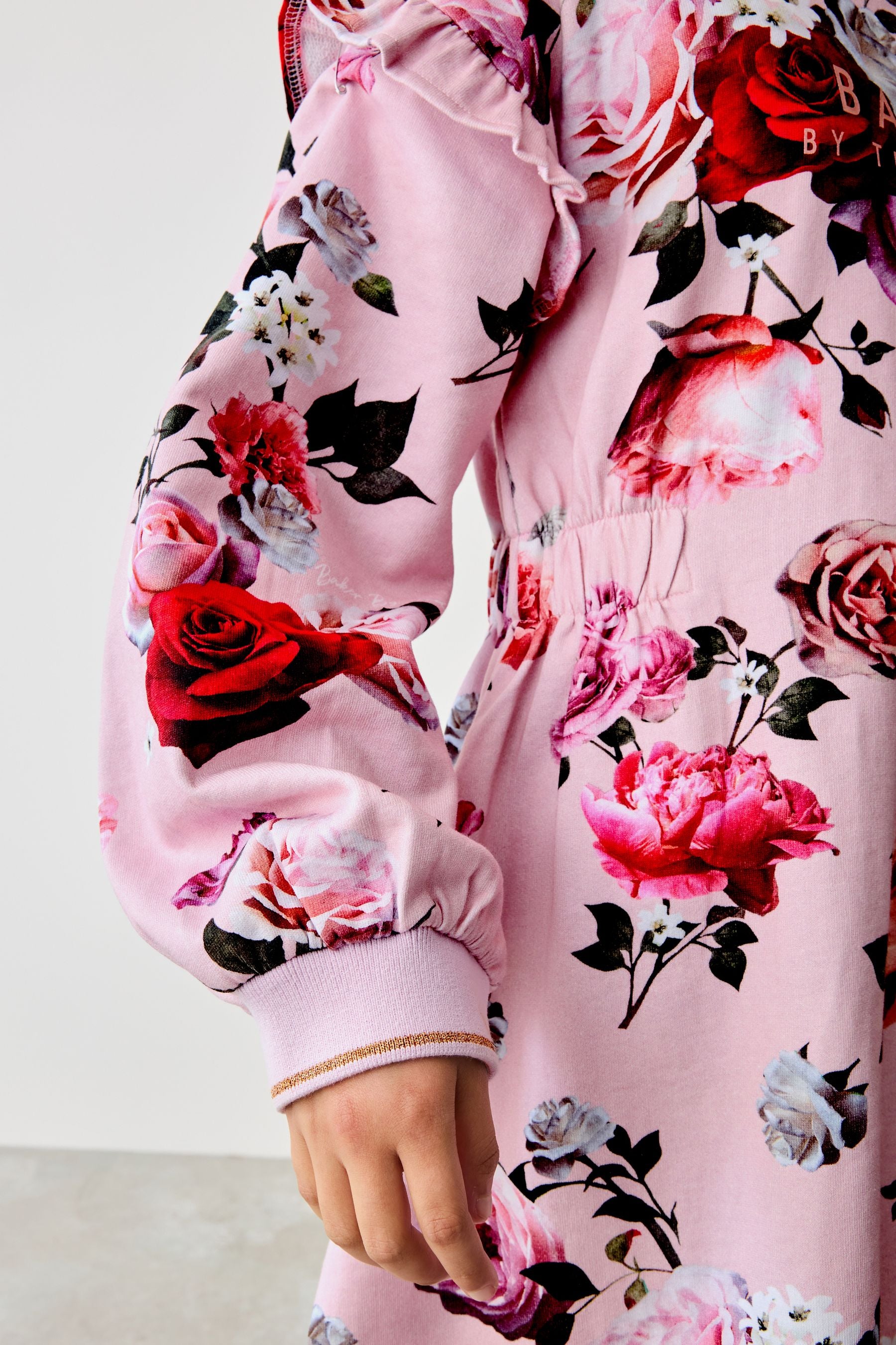 Baker by Ted Baker Pink Floral Sweat 100% Cotton Dress