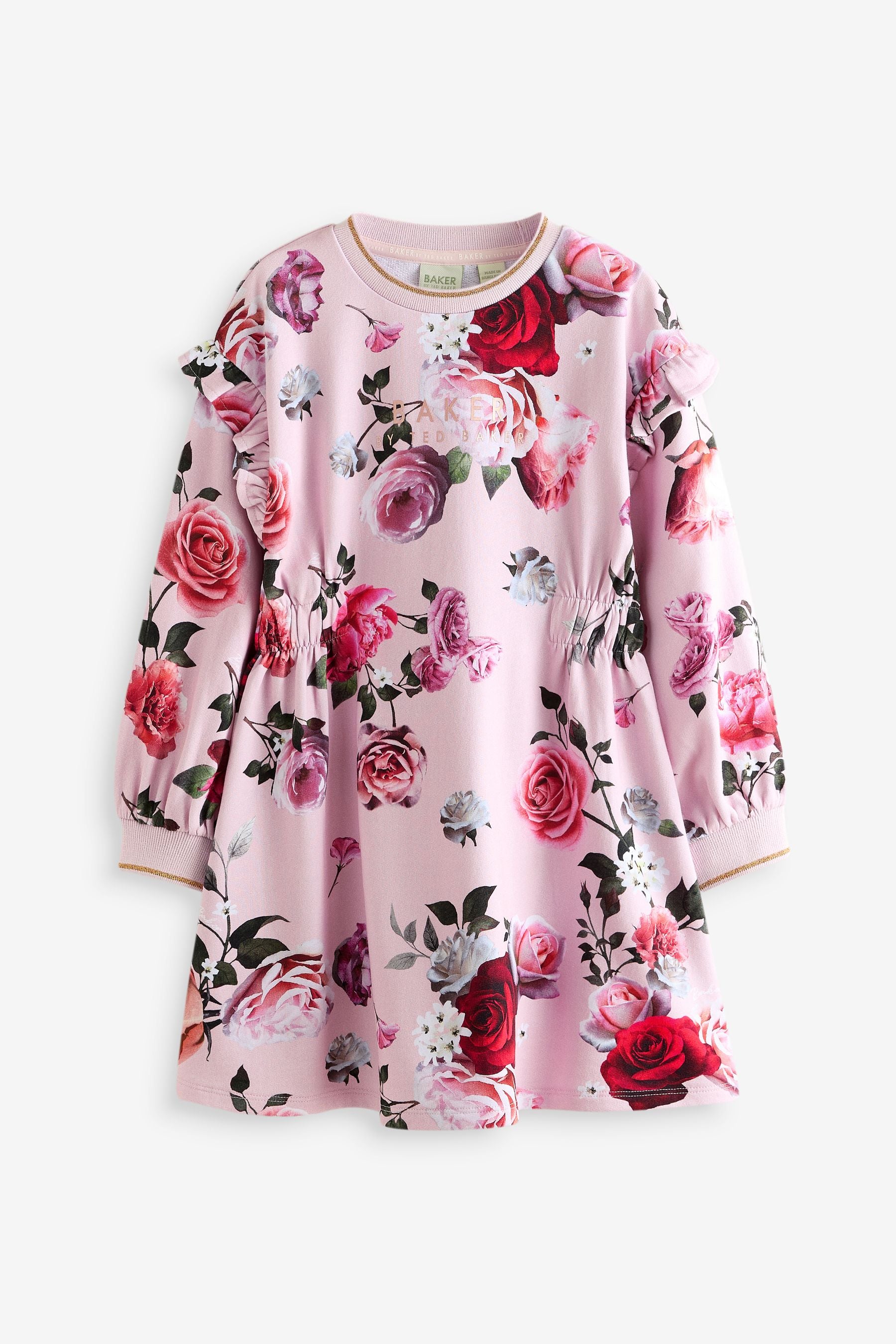 Baker by Ted Baker Pink Floral Sweat 100% Cotton Dress