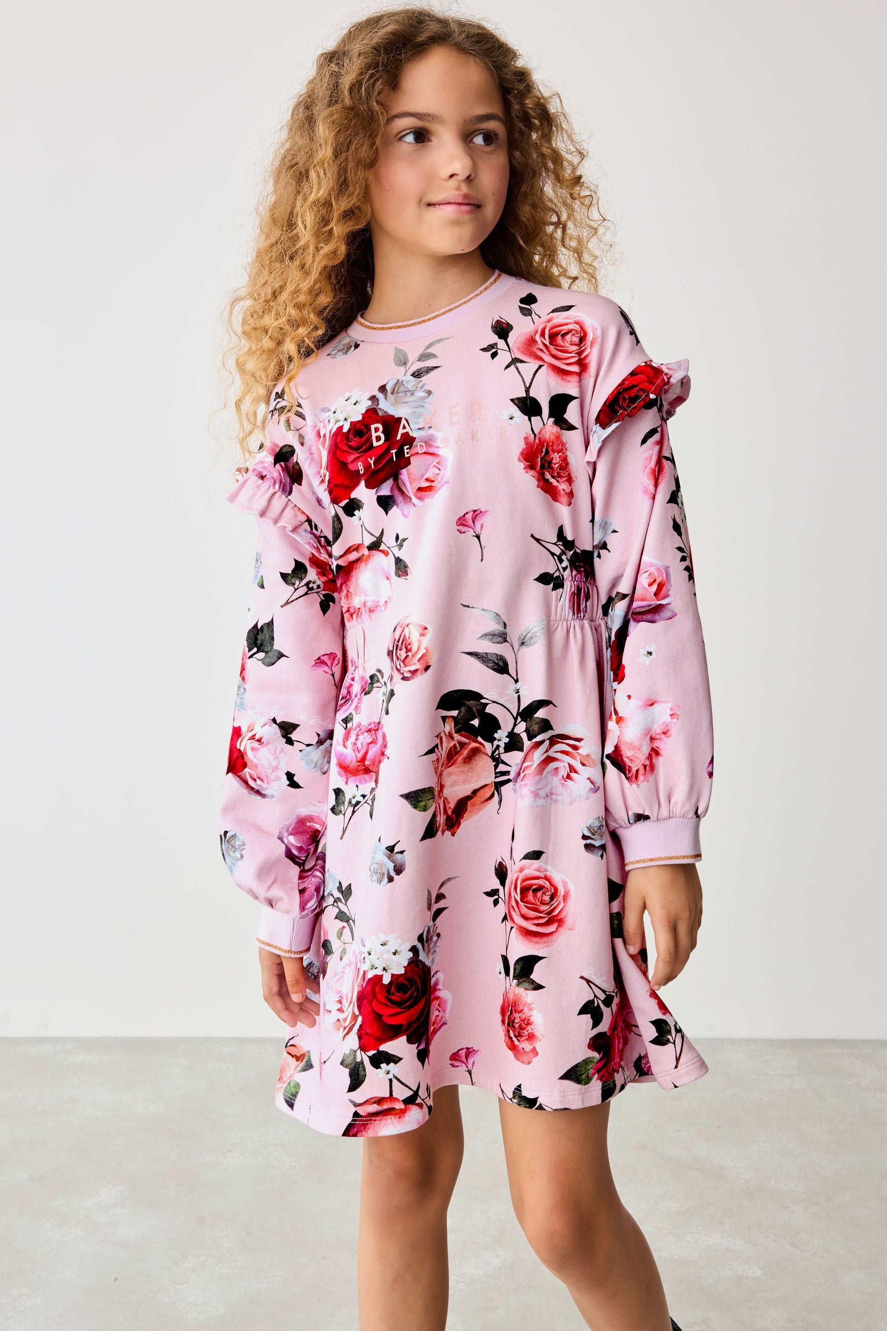 Baker by Ted Baker Pink Floral Sweat 100% Cotton Dress