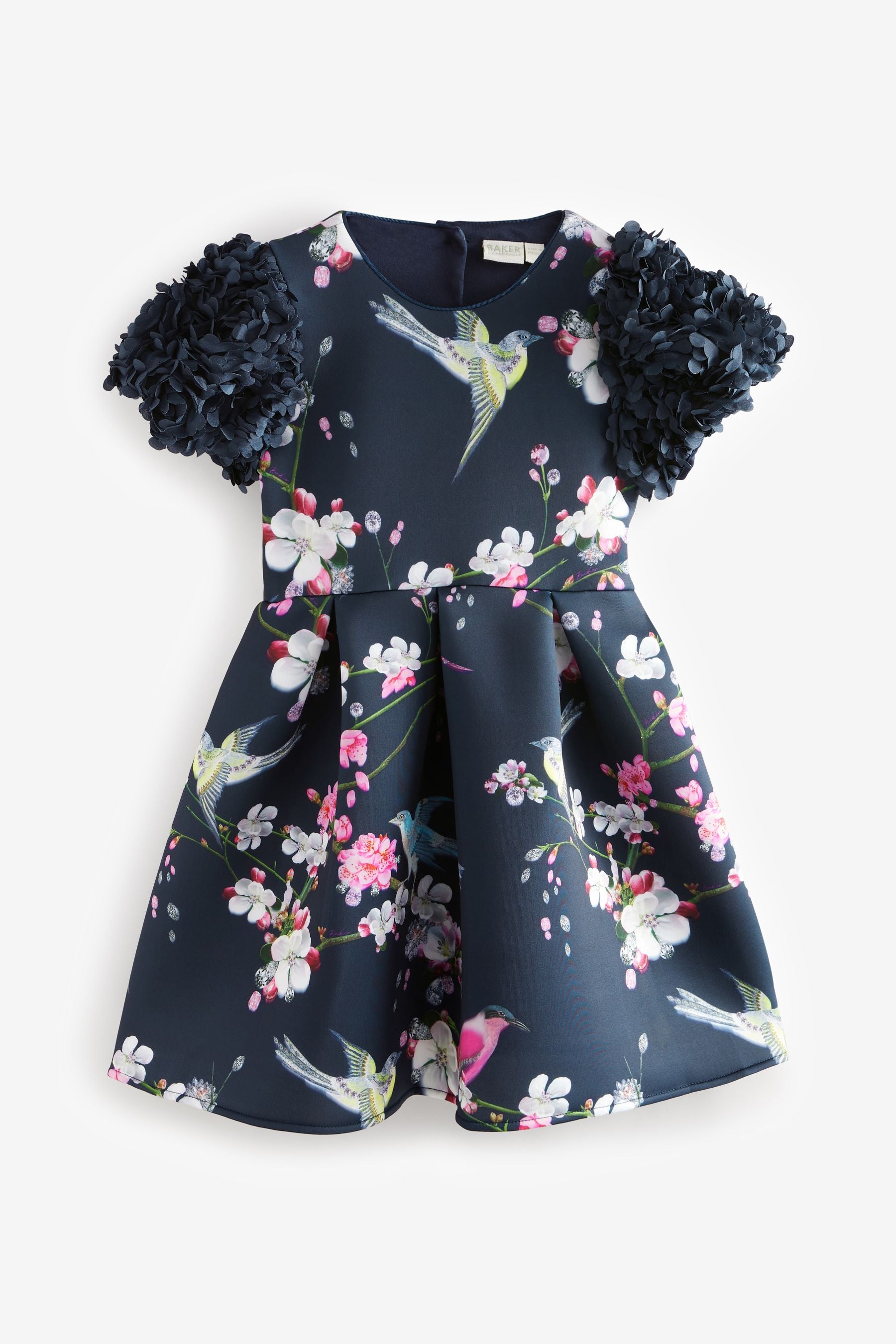 Baker by Ted Baker Navy Floral Ruffle Sleeve Dress