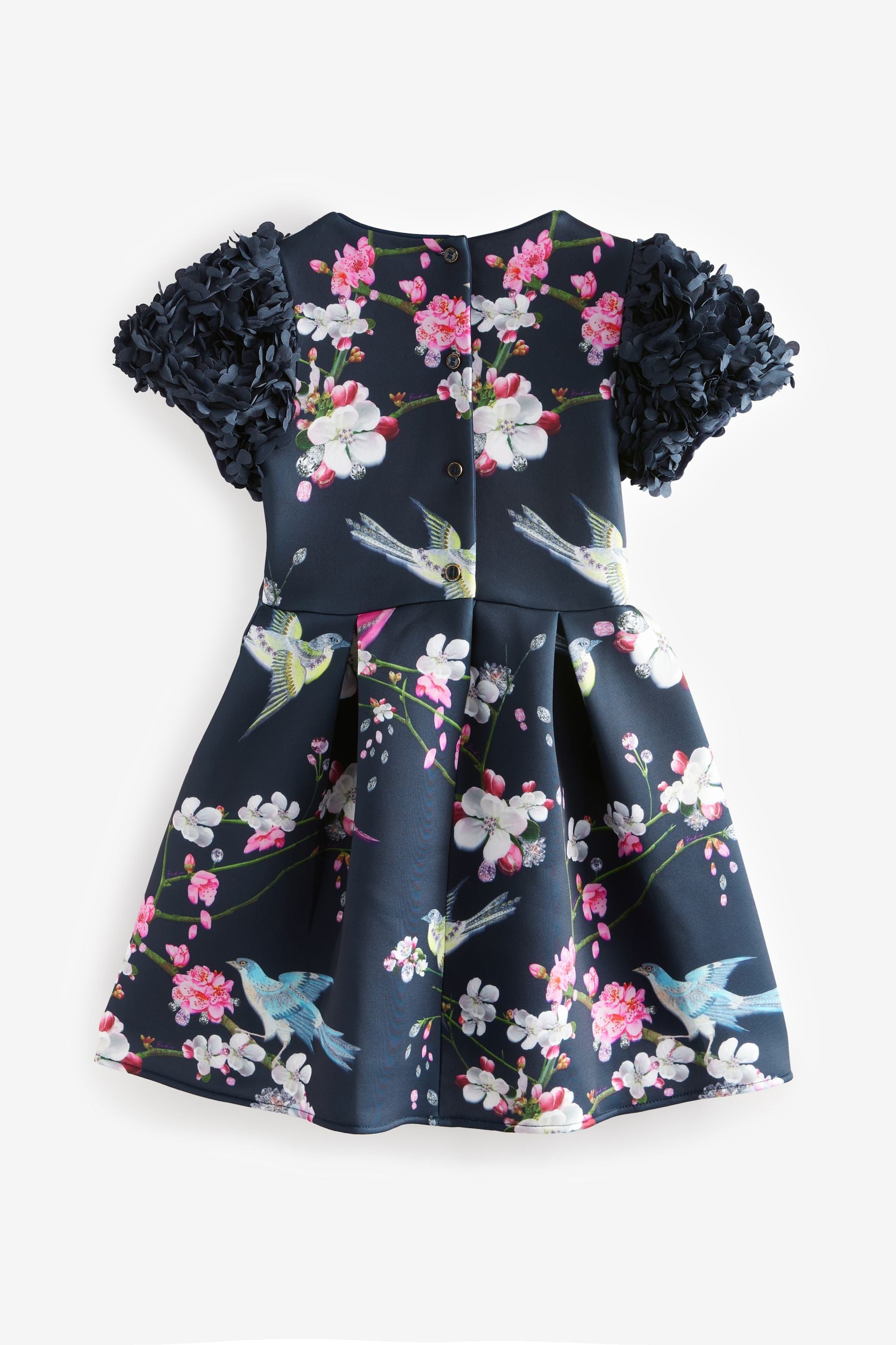 Baker by Ted Baker Navy Floral Ruffle Sleeve Dress