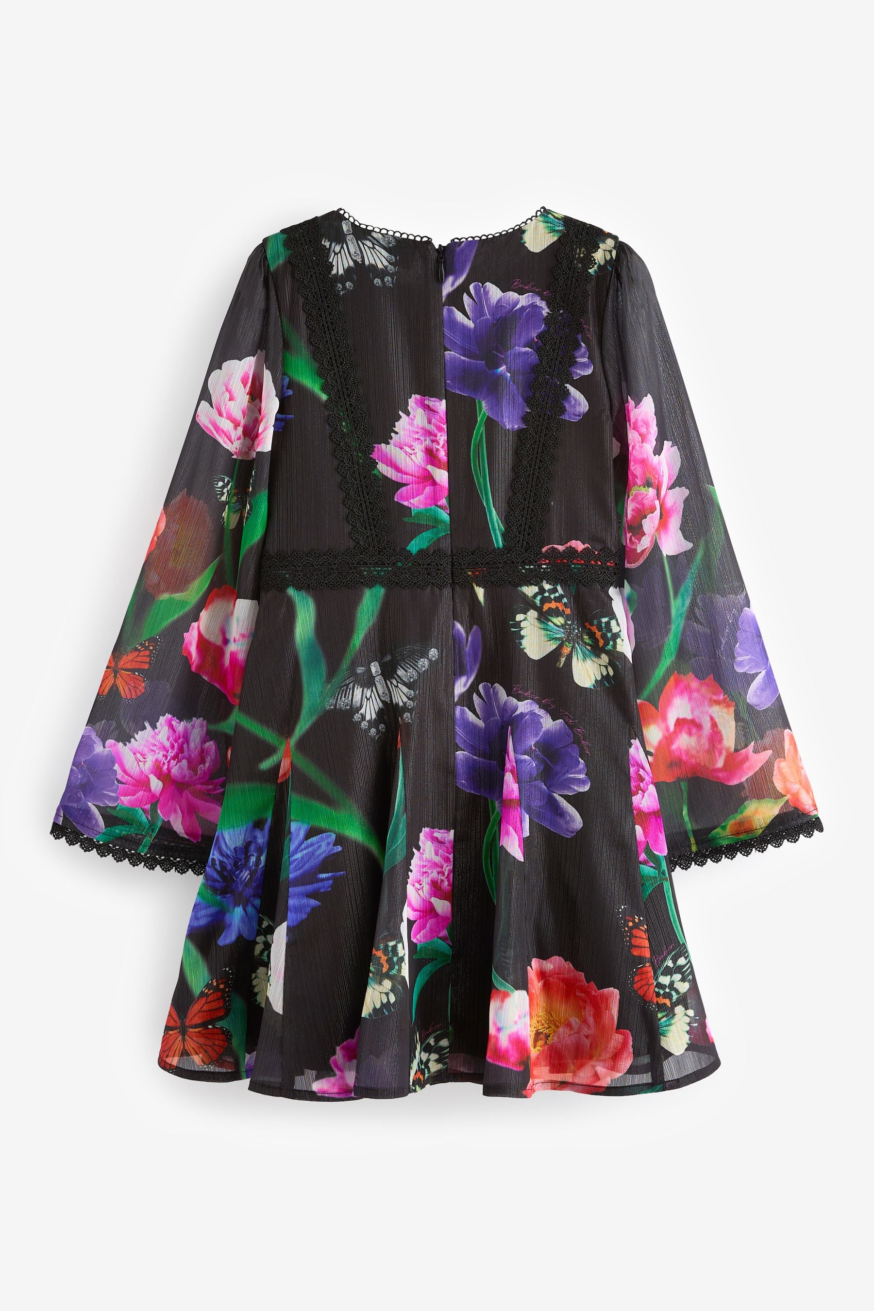 Baker by Ted Baker Floral Chiffon Black Dress