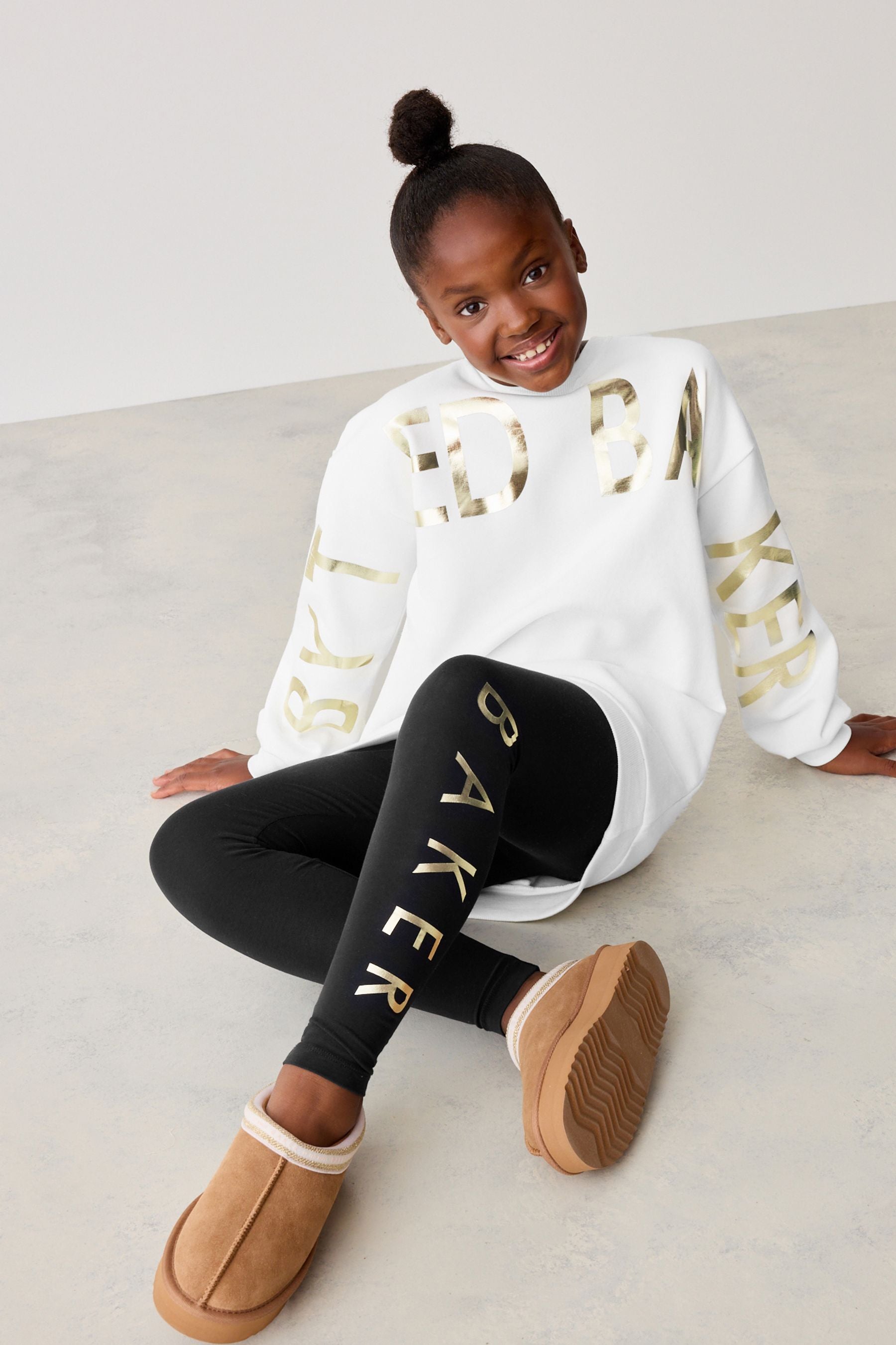 Baker by Ted Baker Cream Varsity Sweater and Leggings Set