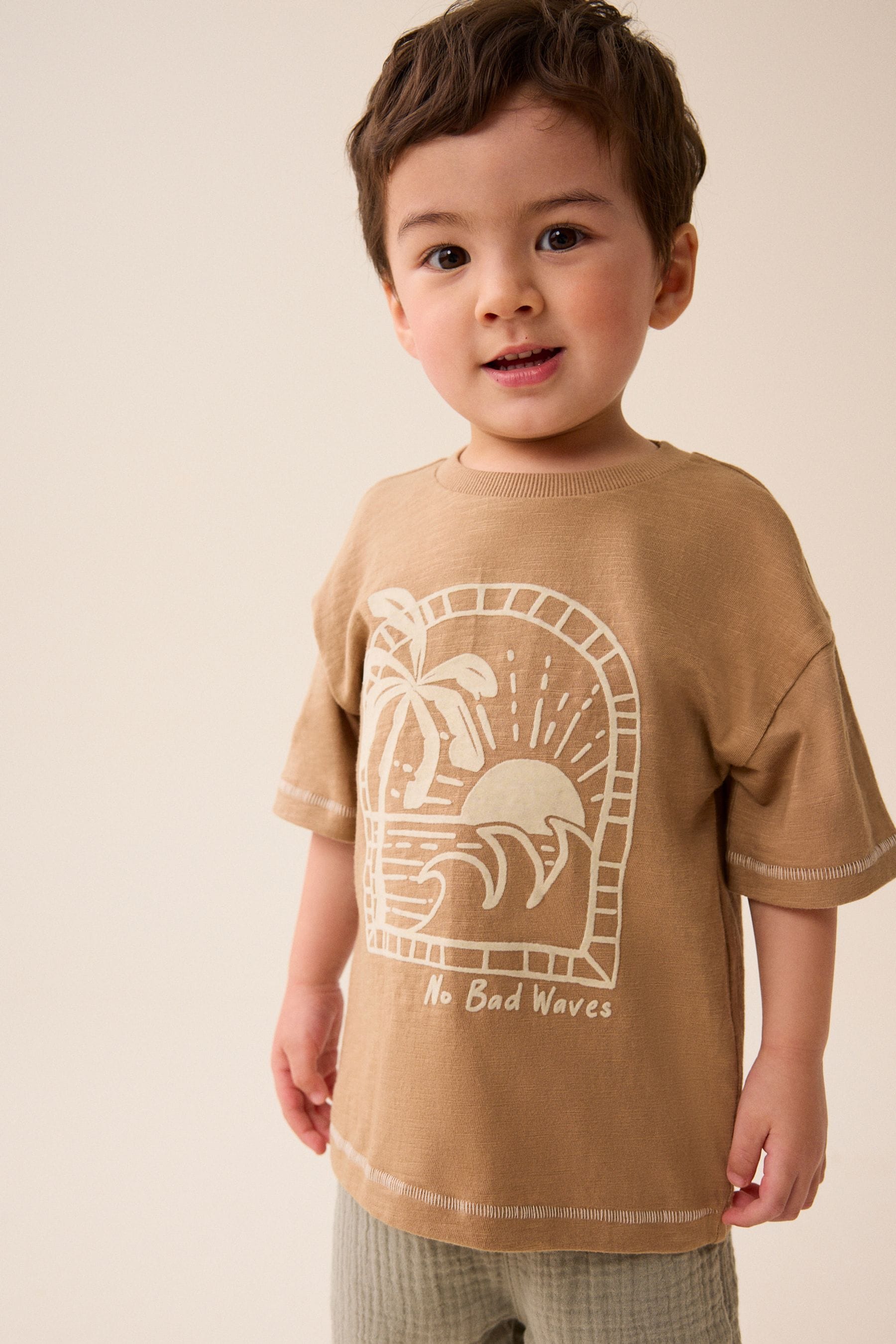 Tan Brown 100% Cotton Short Sleeve Character T-Shirt (3mths-7yrs)