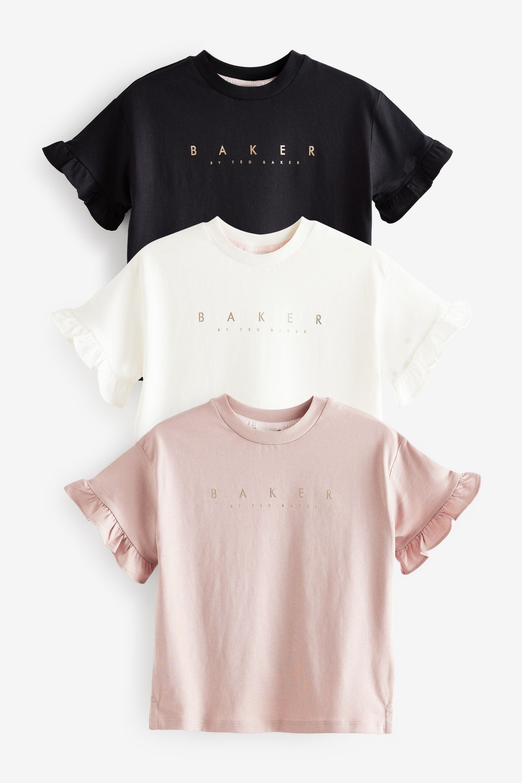 Baker by Ted Baker 100% Cotton Taupe Brown T-Shirts 3 Pack