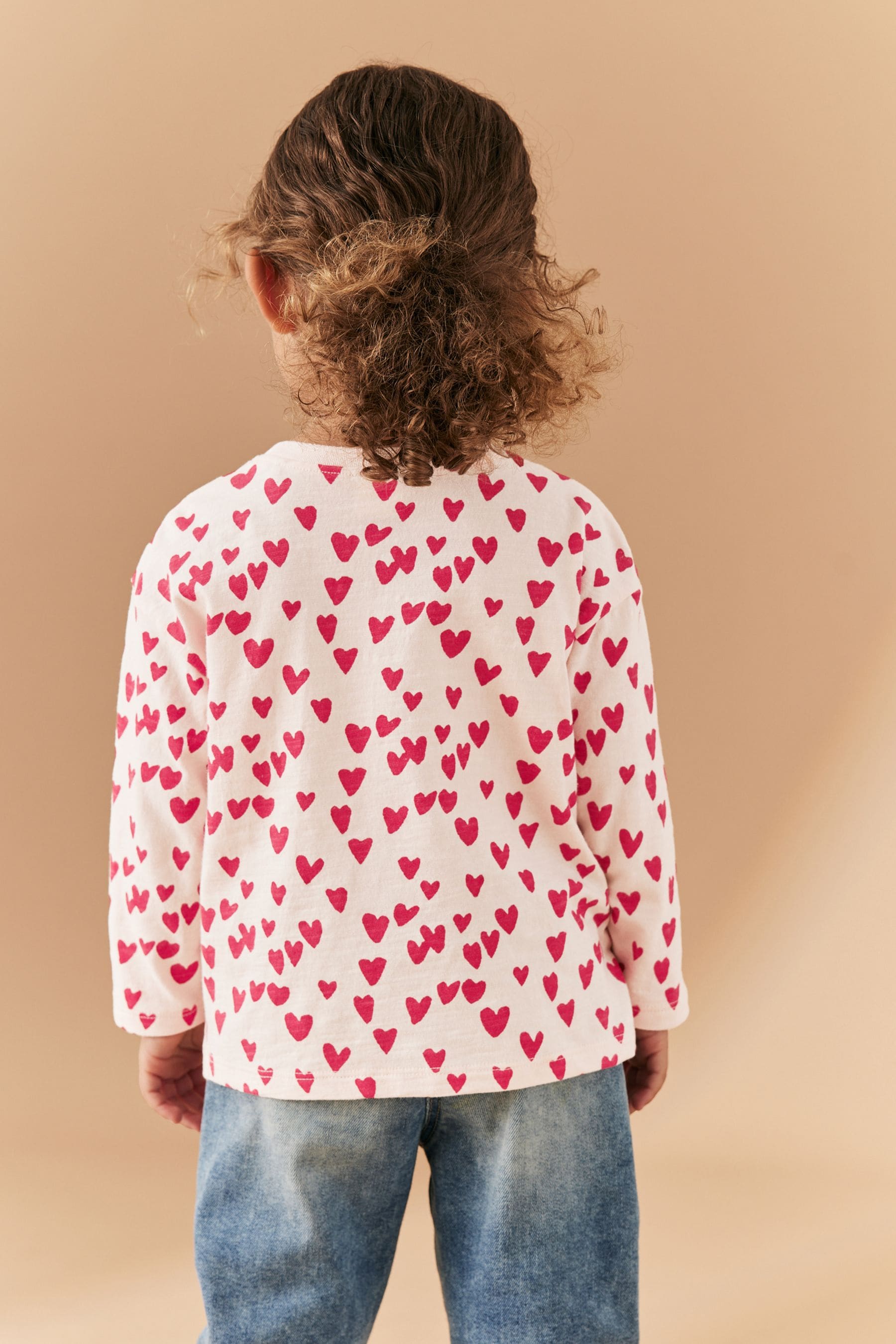 Pink Heart Long Sleeve Bag T-Shirt (3mths-7yrs)