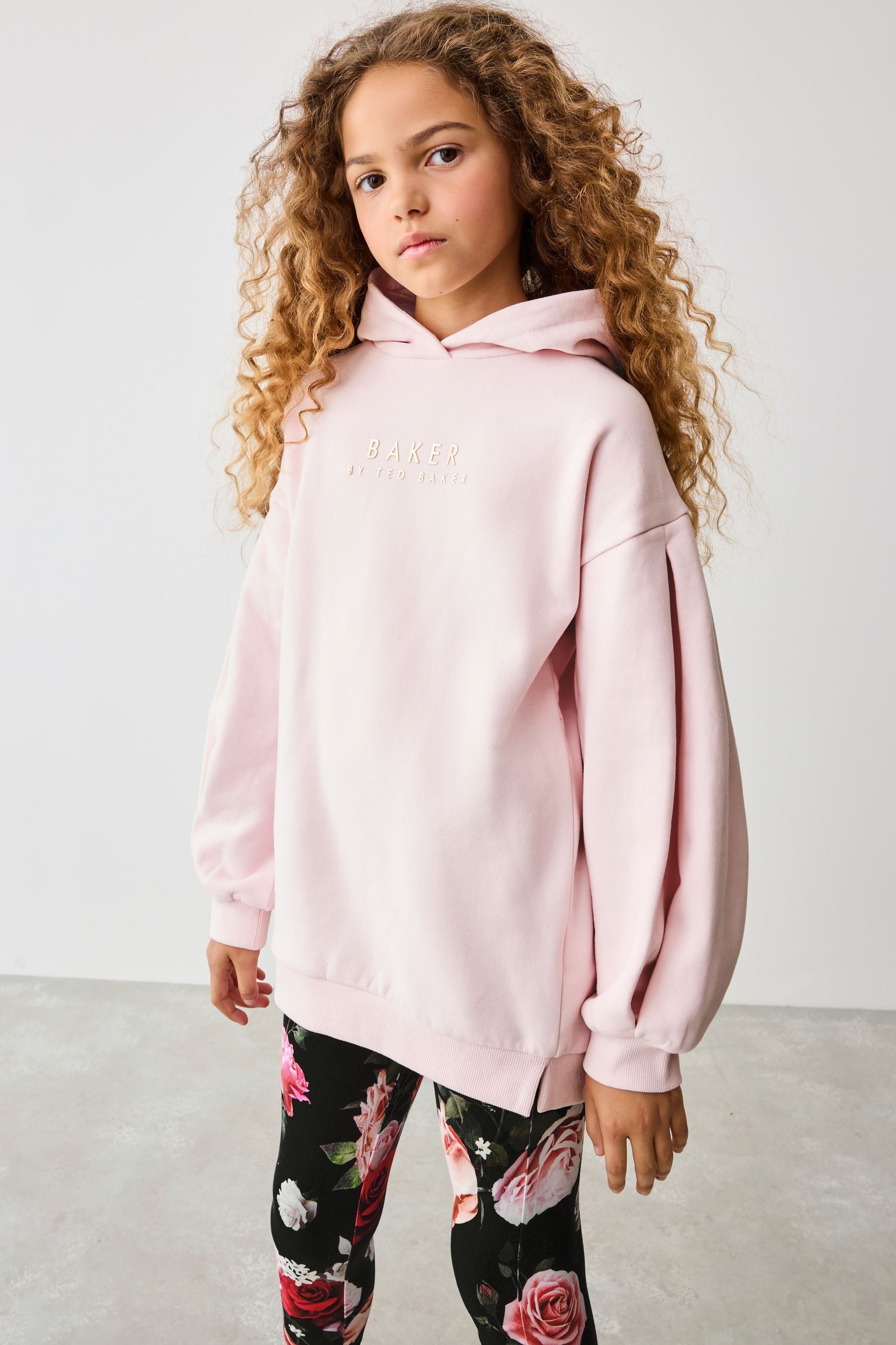 Baker by Ted Baker Pink Hoodie and Floral Print Leggings Set