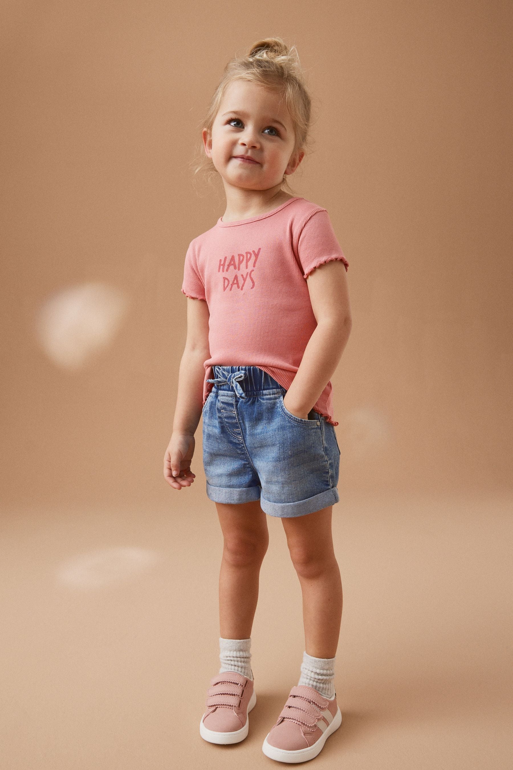 Pink Short Sleeve Rib Top (3mths-7yrs)