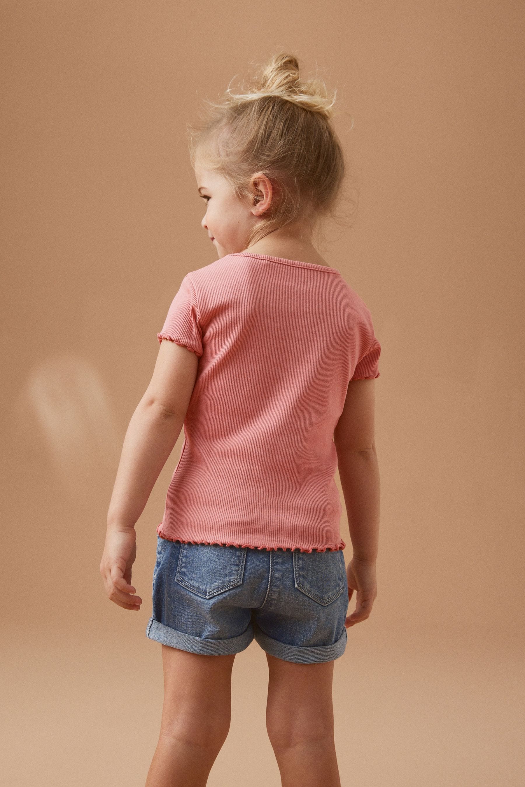 Pink Short Sleeve Rib Top (3mths-7yrs)