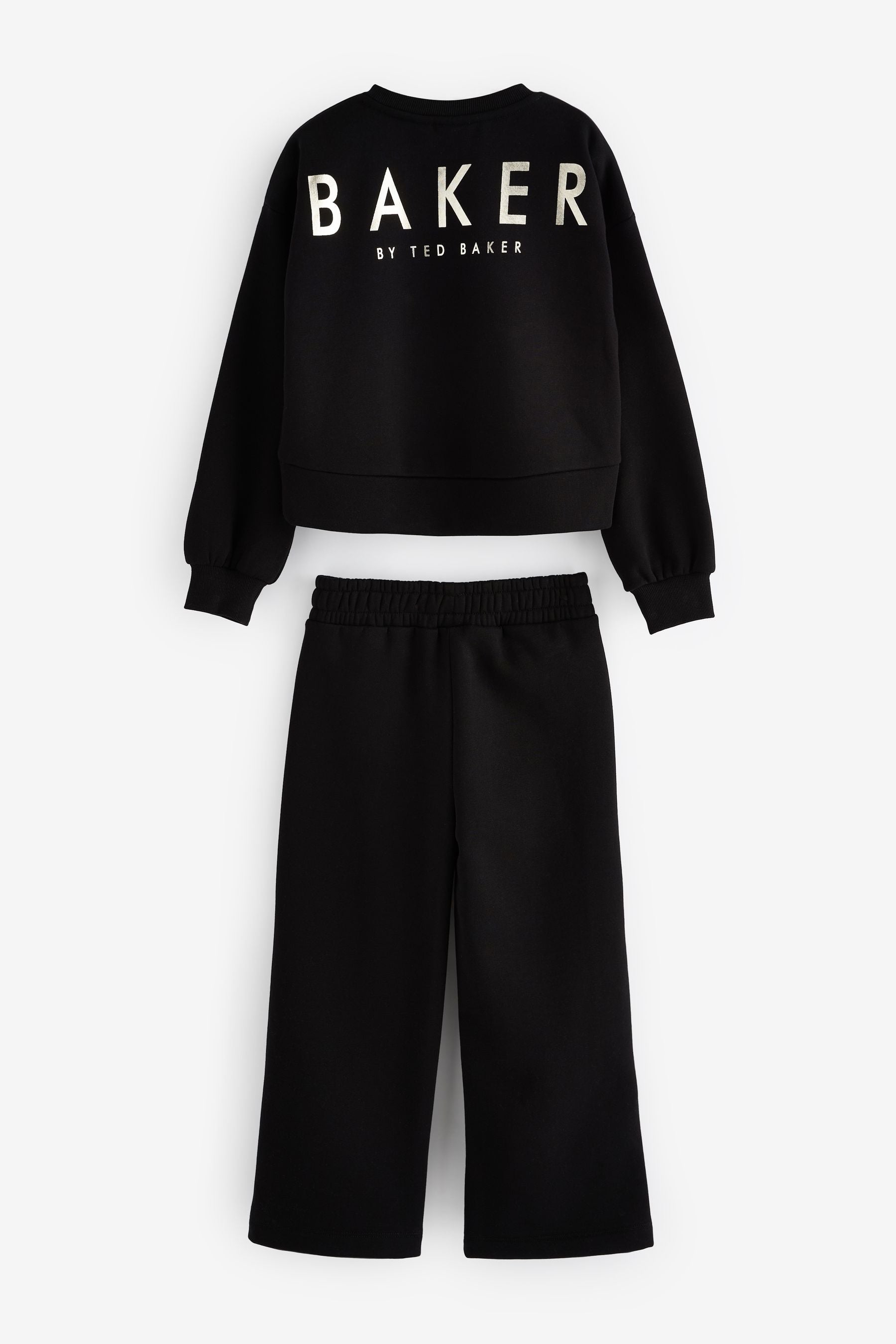 Baker by Ted Baker Cropped Sweater And Wide Leg Black Joggers Set