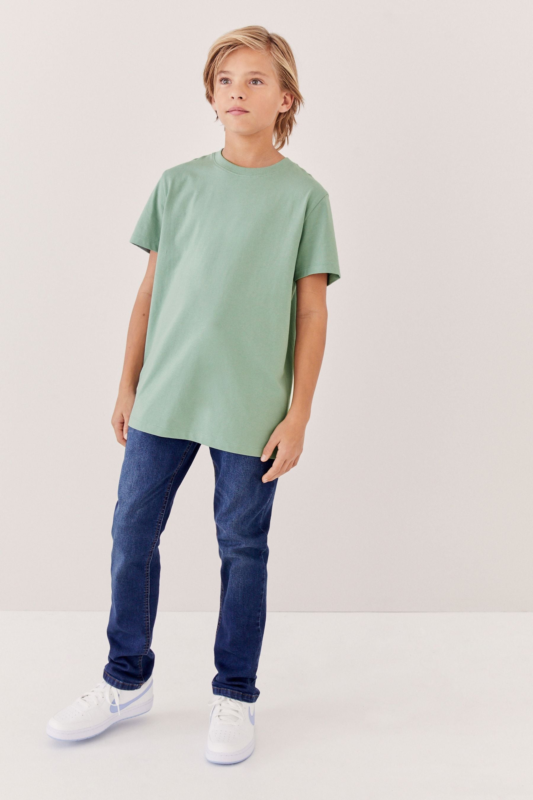 Green Pale Regular Fit Short Sleeve 100% Cotton T-Shirt (3-16yrs)