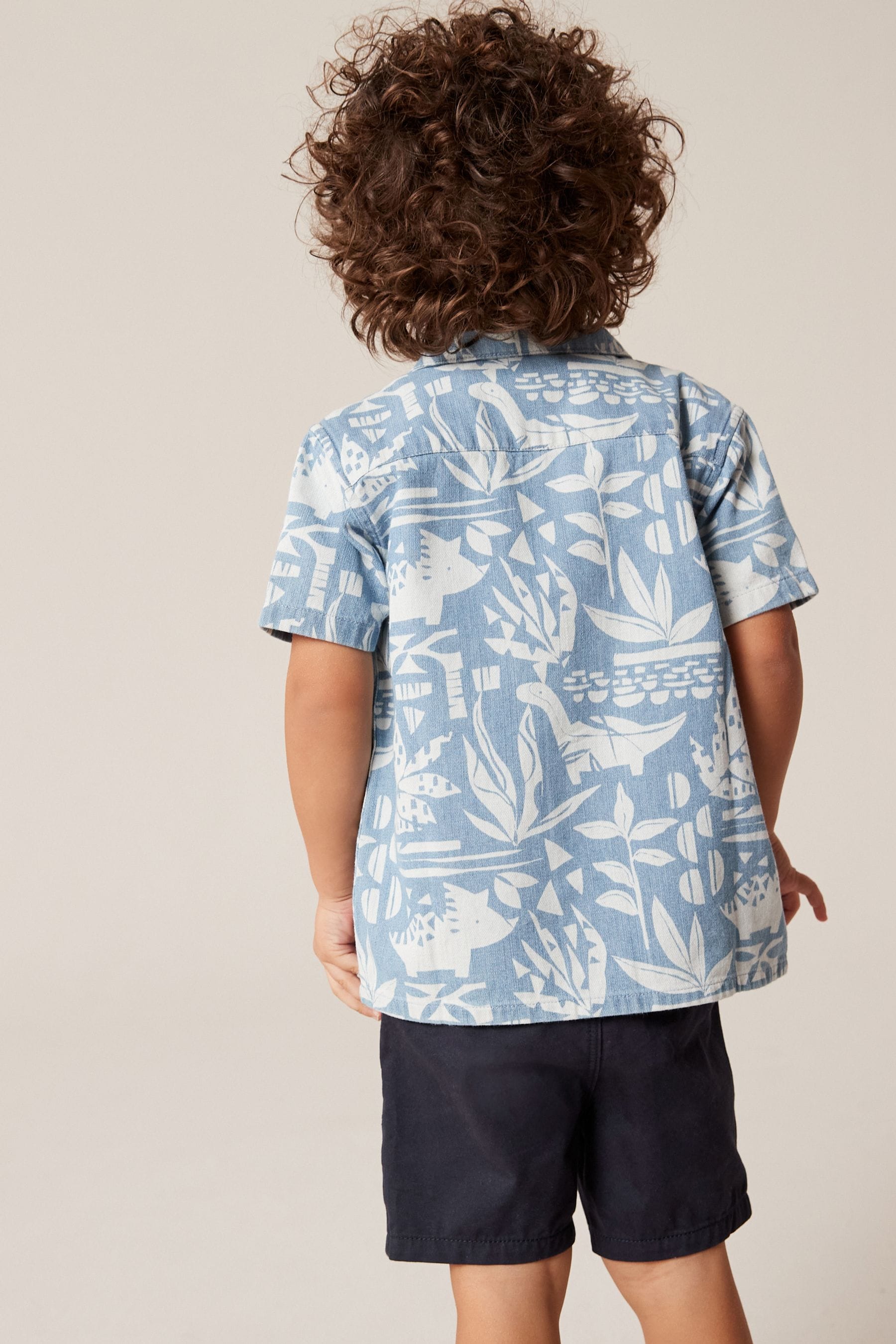 Blue Dino Short Sleeve Printed Shirt (3mths-7yrs)