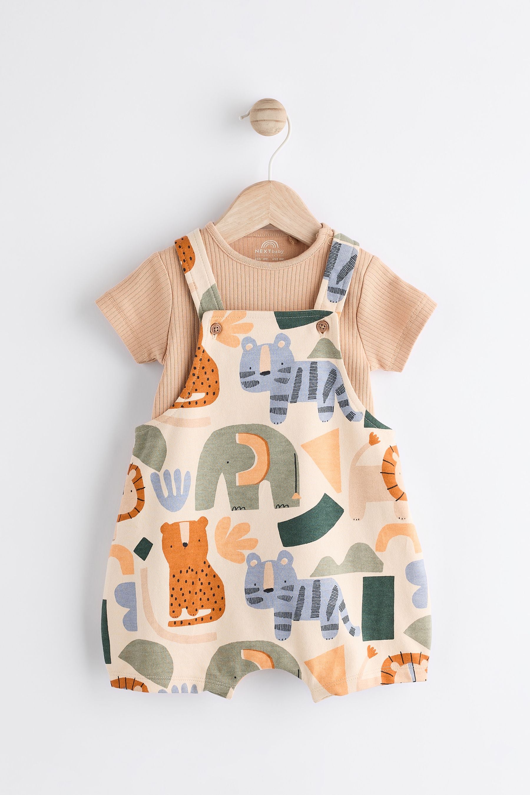 Mineral Safari Baby Jersey Dungarees and Bodysuit Set (0mths-2yrs)