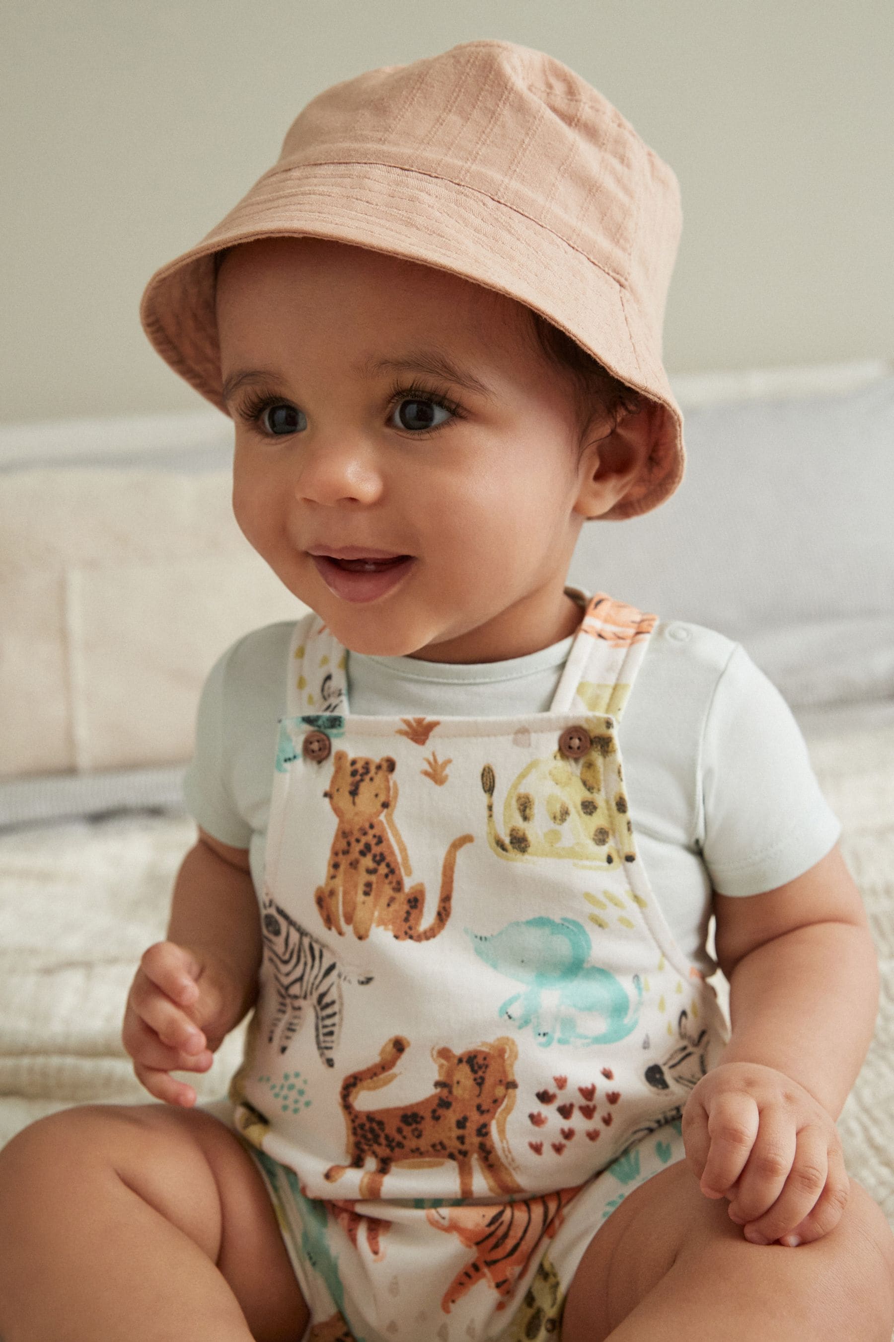 Sage Green / Apricot Orange Baby Bucket Hats 2 Pack (0mths-2yrs)