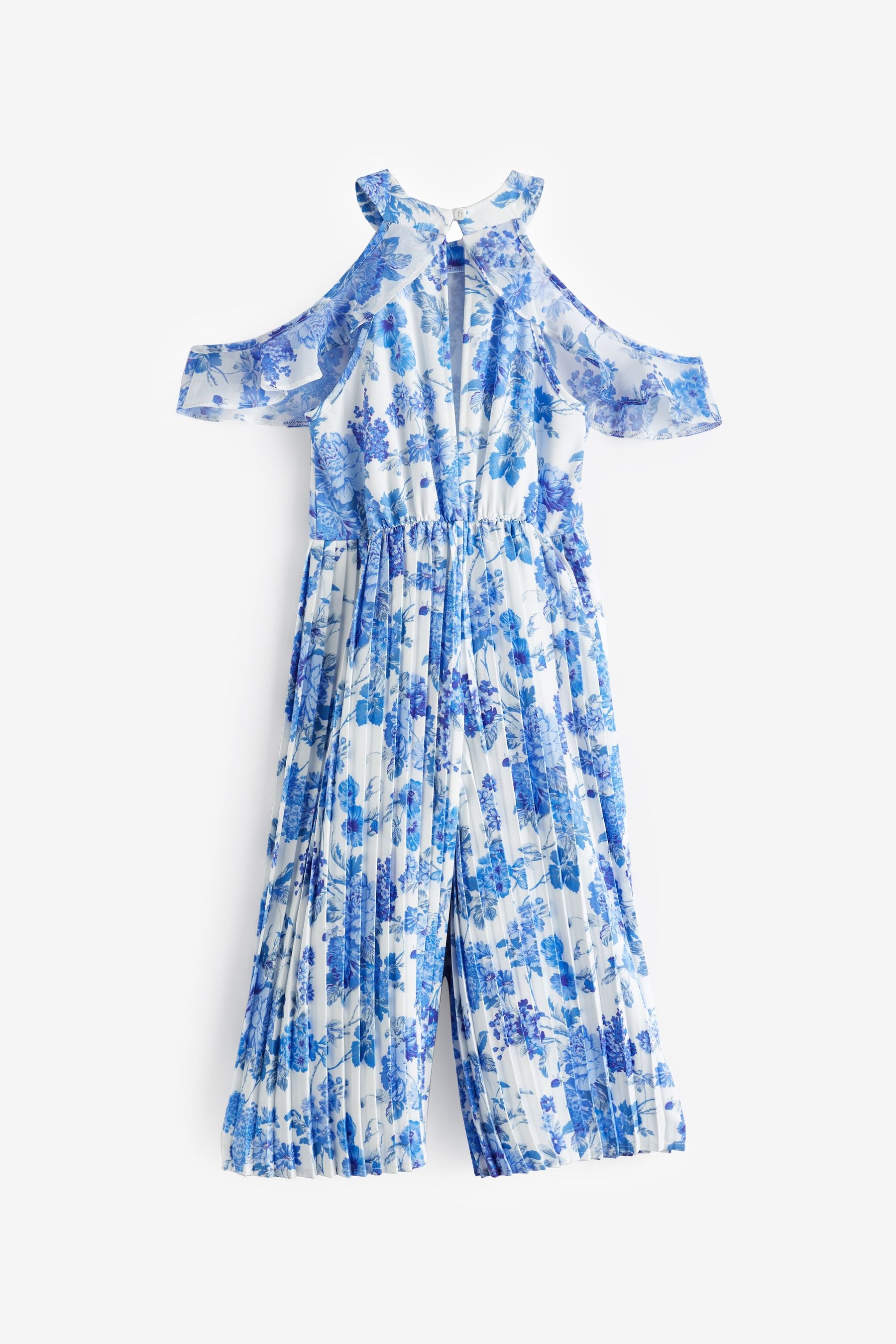 Blue Floral Pleated Jumpsuit (3-16yrs)