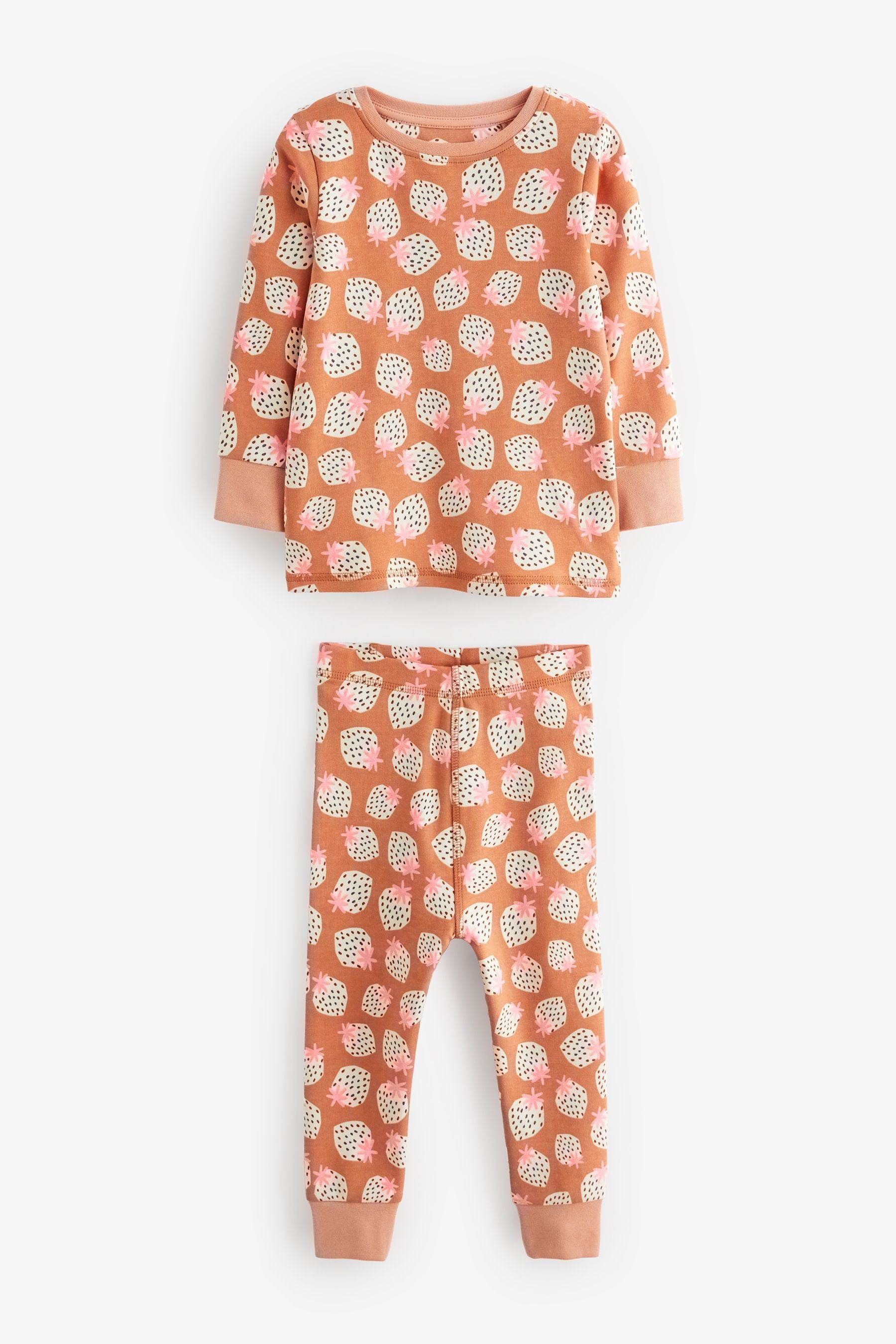 Multi Strawberry Printed Long Sleeve 100% Cotton Pyjamas 3 Pack (9mths-8yrs)