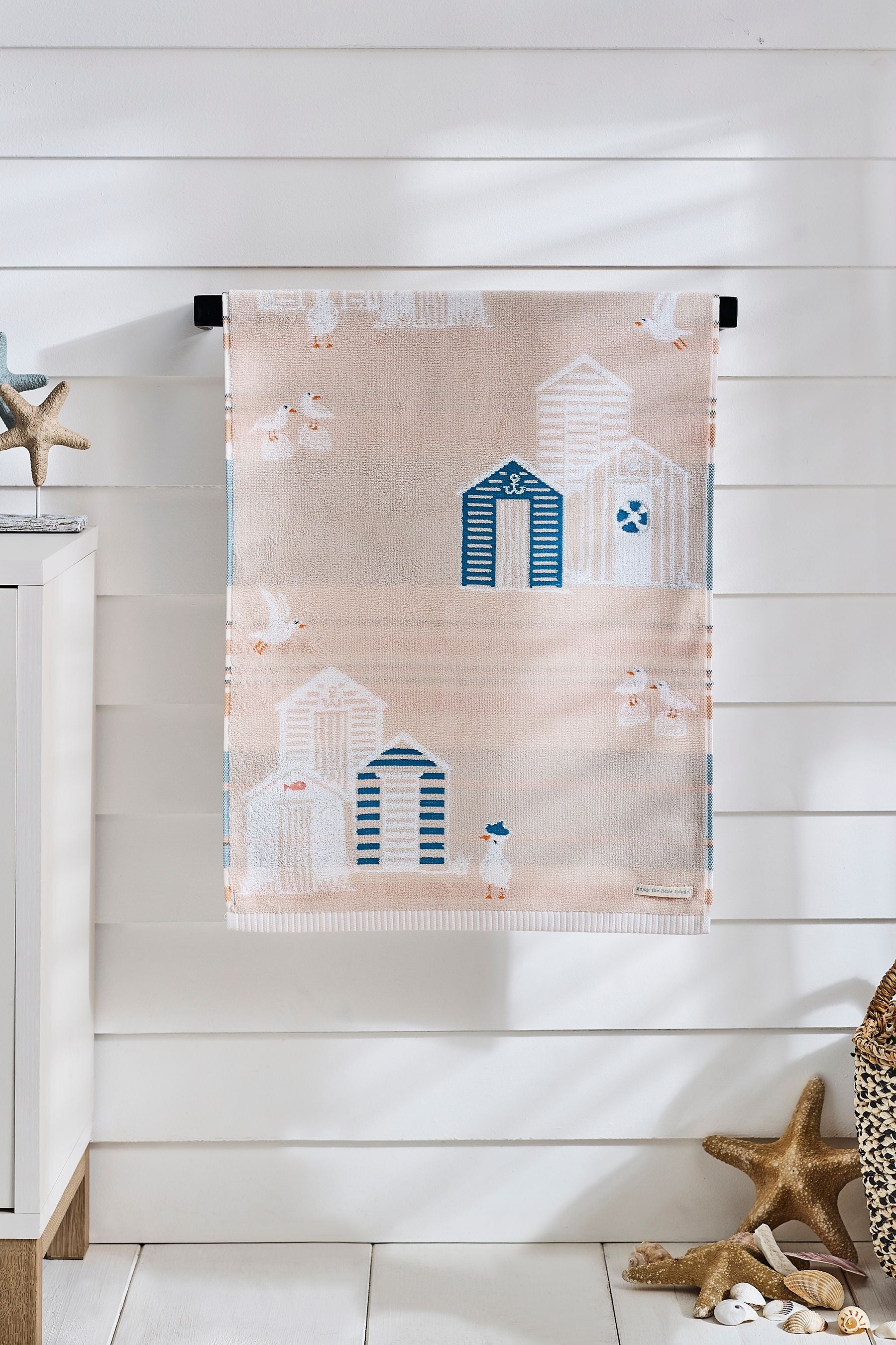 Natural Beach Huts Towel 100% Cotton