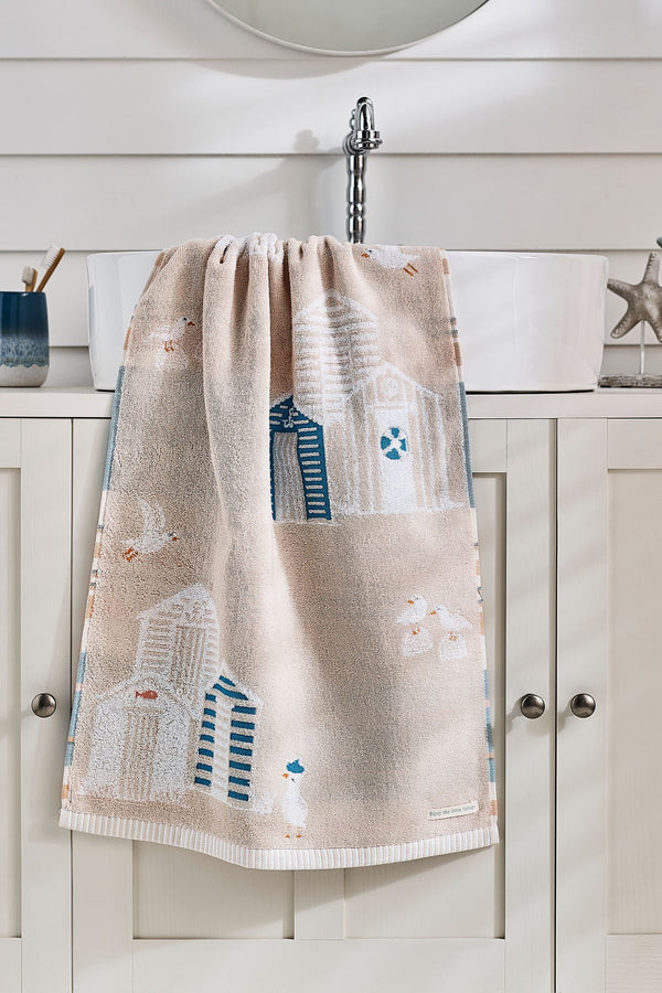 Natural Beach Huts Towel 100% Cotton