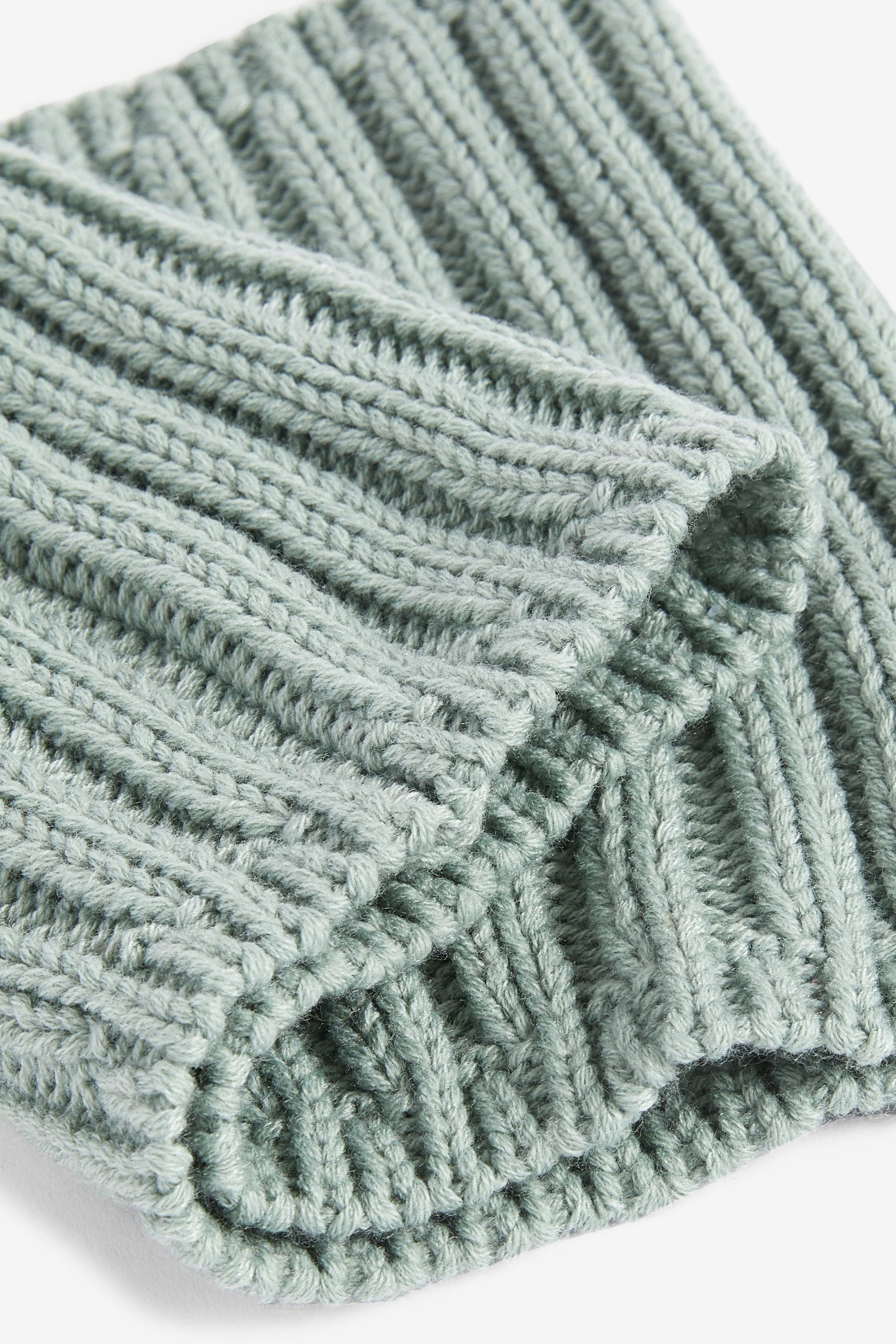 Sage Green Ribbed Knitted Snood (1-16yrs)