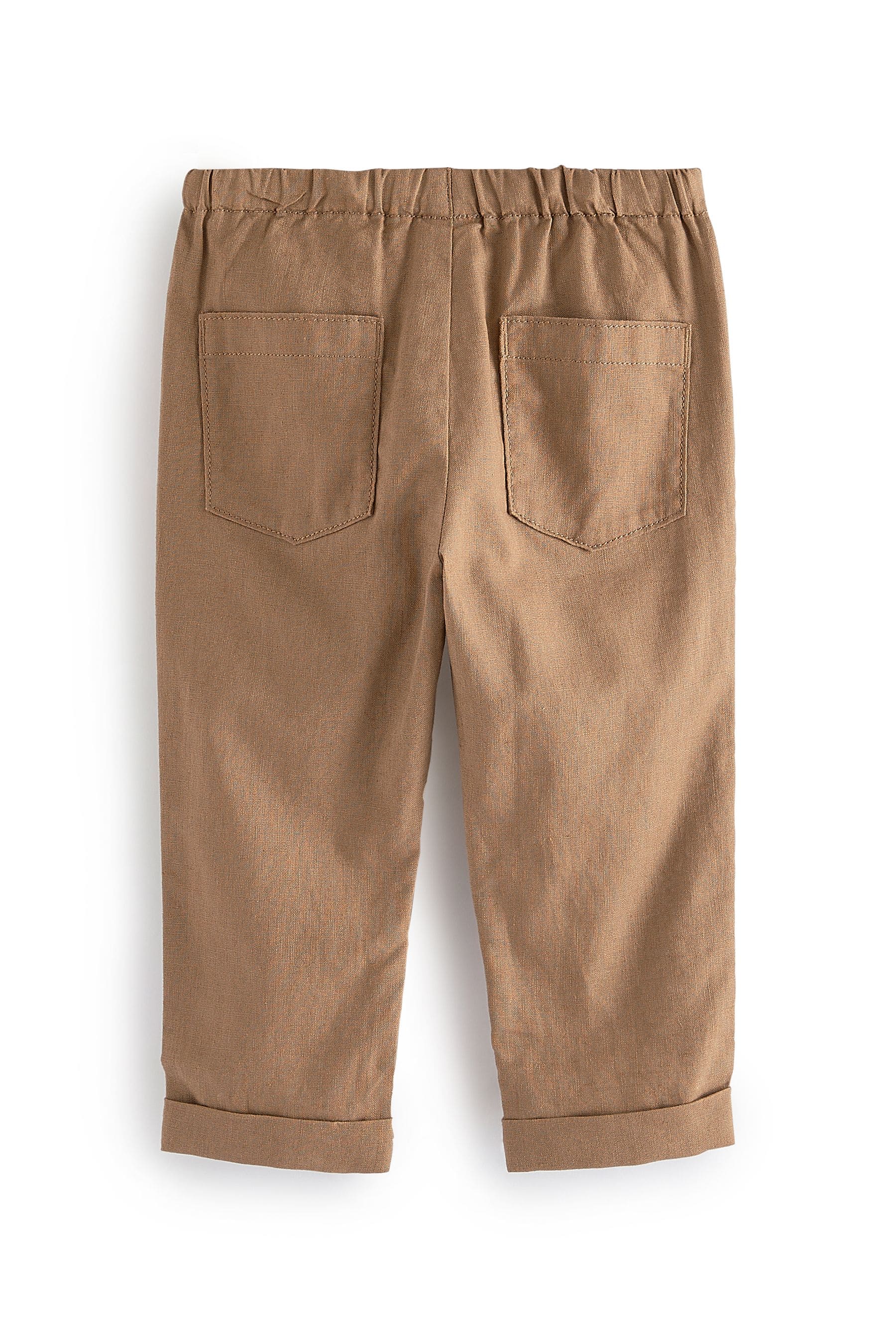 Tan Brown Linen Blend Pull-On Trousers (3mths-7yrs)